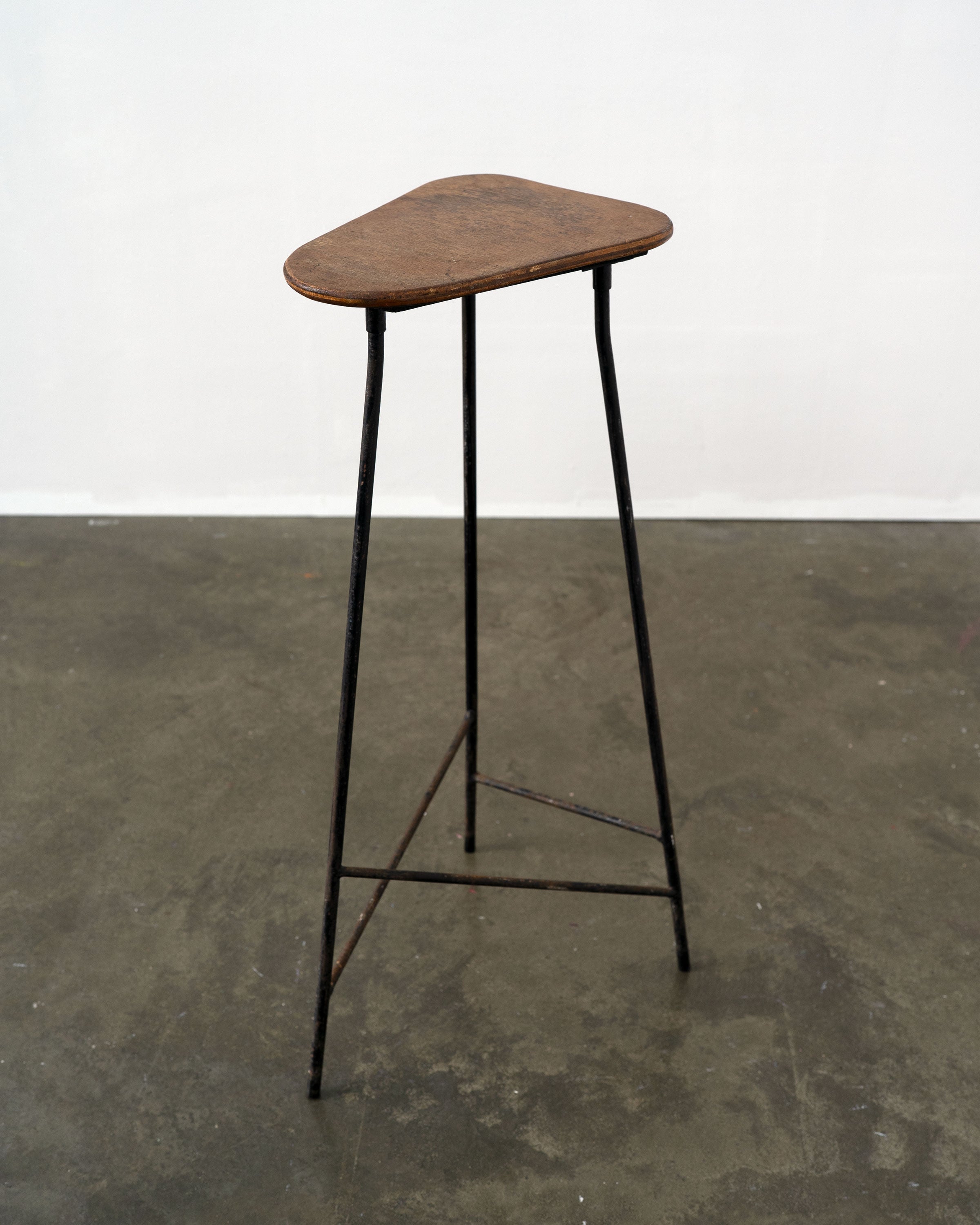 Modernist Iron and Plywood Tripod Pedestal / Stool