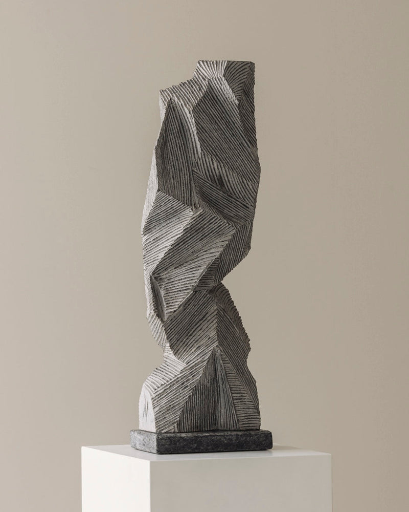 Abstract sculpture Carved from natural stone by Marc Verdoodt, Belgium 1980s. — detail view