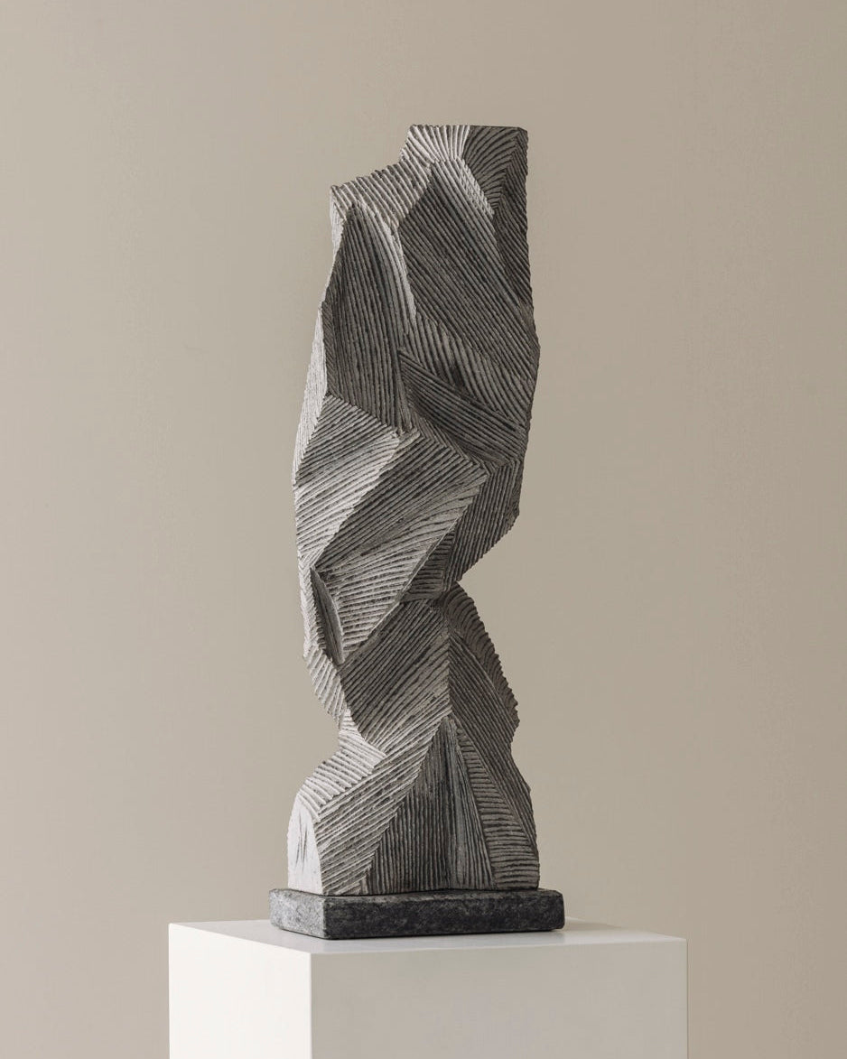 Abstract sculpture Carved from natural stone by Marc Verdoodt, Belgium 1980s. — detail view