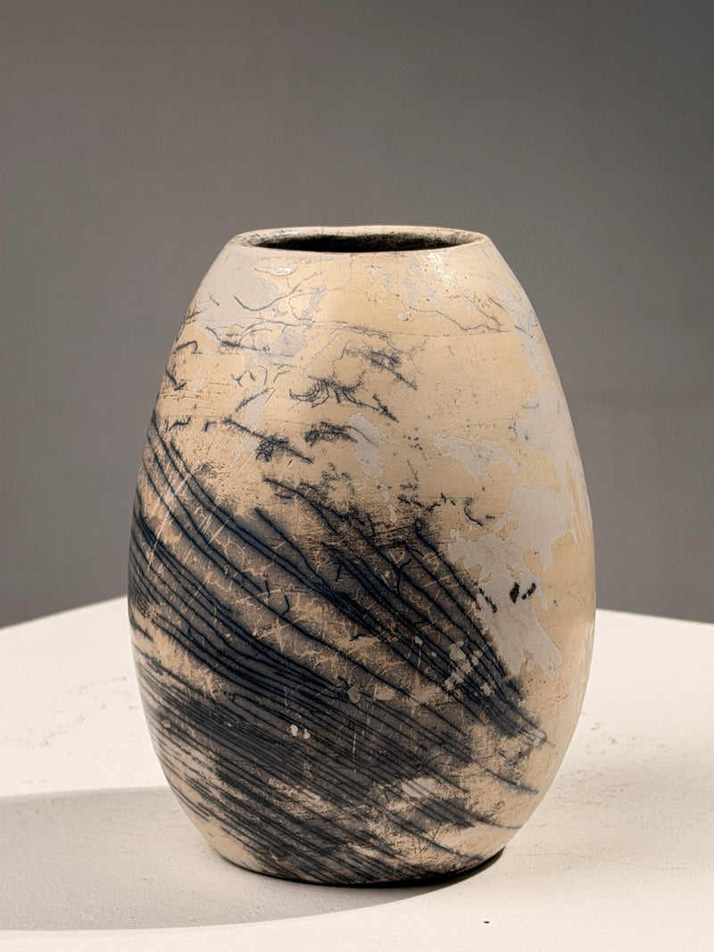 Small abstract raku ceramic vase, second half of the 20th century — detail view