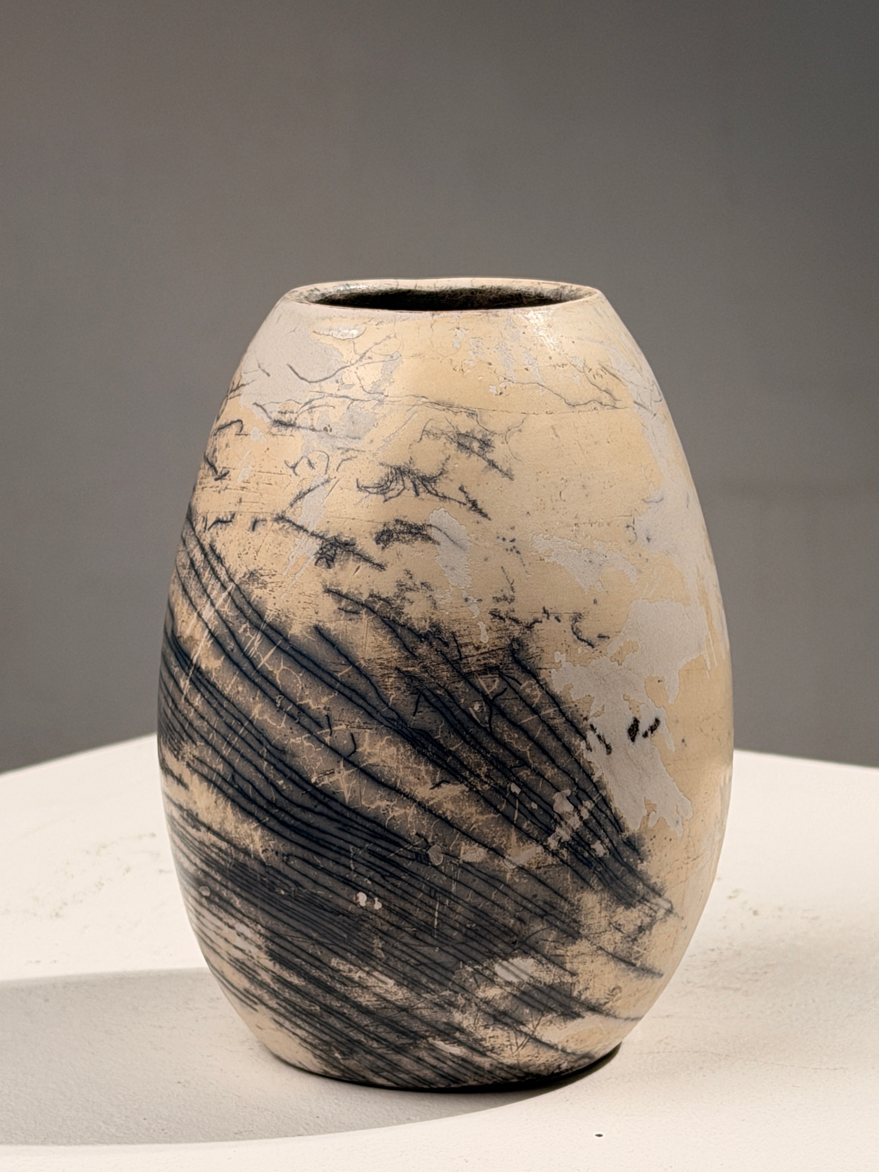 Small abstract raku ceramic vase, second half of the 20th century — detail view