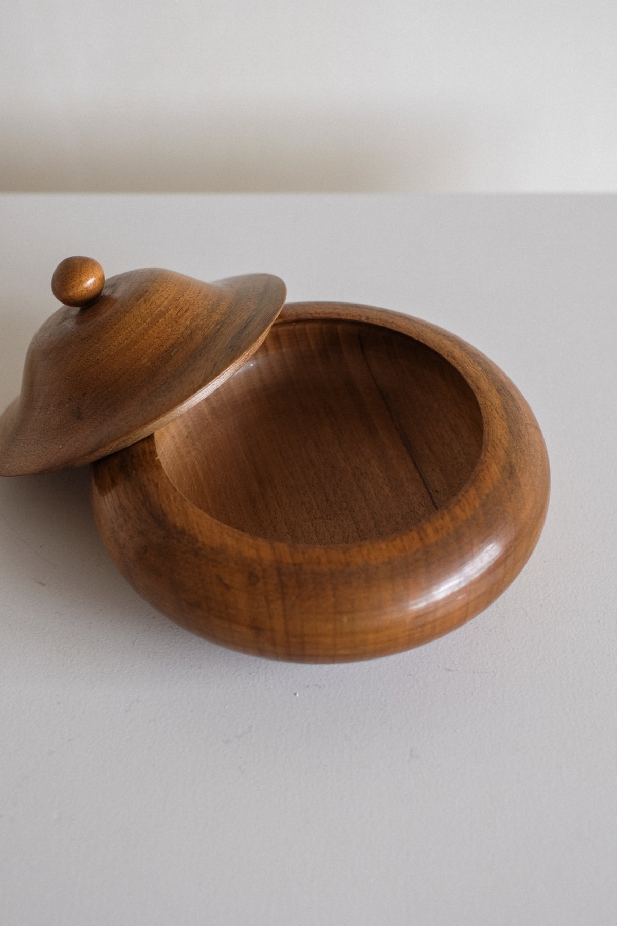 Handcrafted Wooden Lidded Bowl — close-up