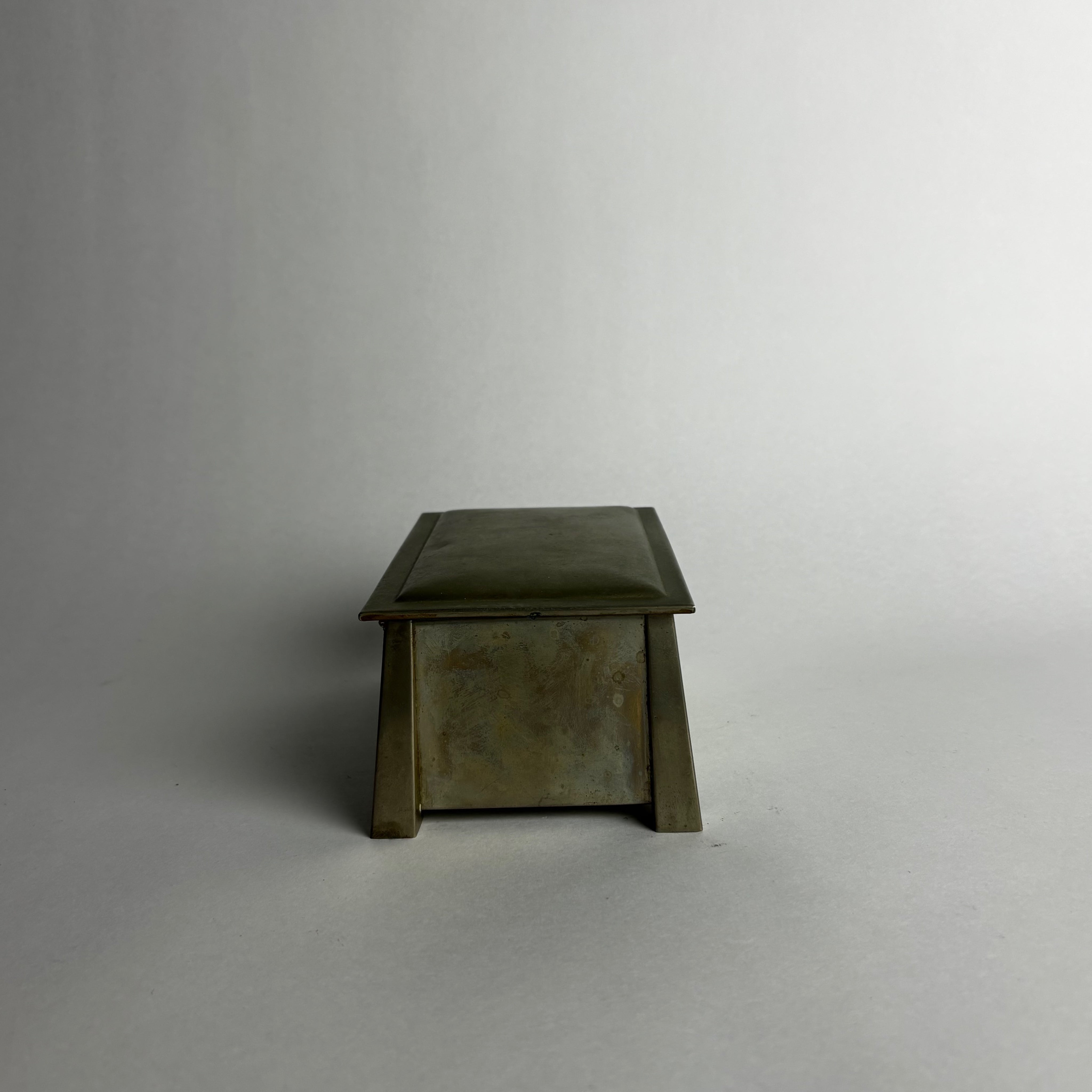 Vintage Boxes in Nickel - Lidded Cigarette Collection — side angle