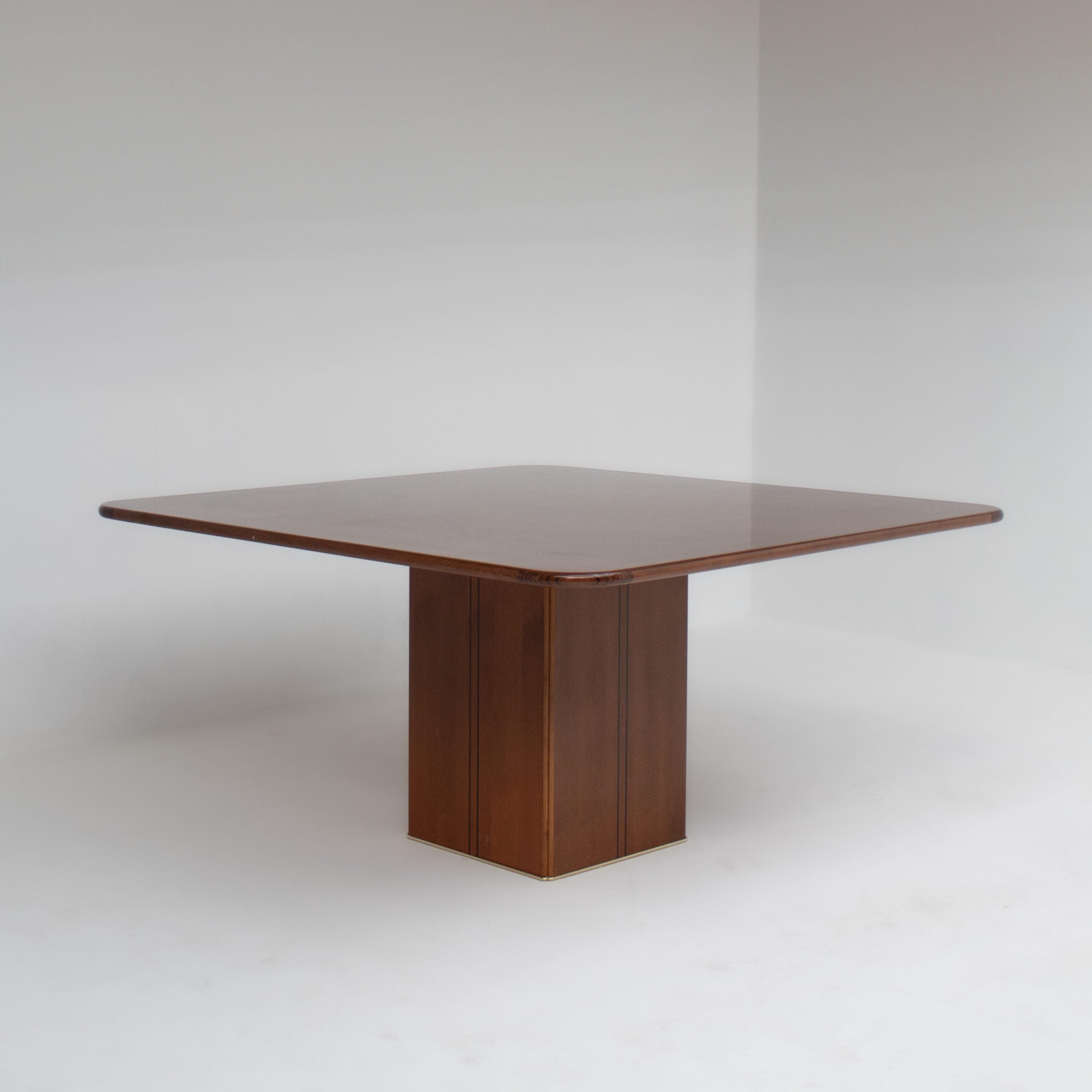 Afra & Tobia Scarpa Dining Table in Walnut with Graphic Inlay — side angle