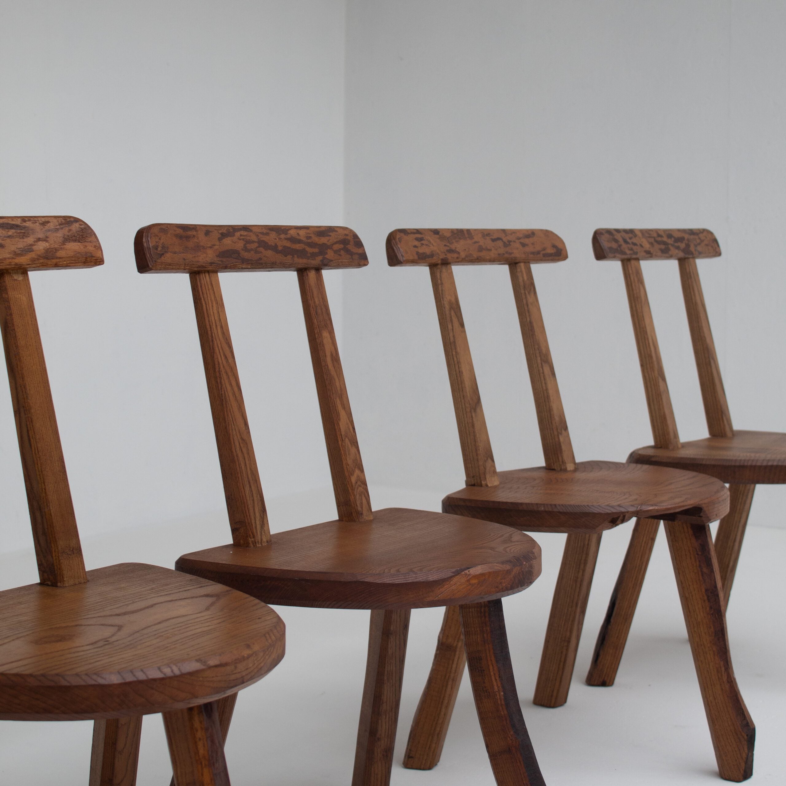 Set of 4 Rustic Wooden Chairs — alternate view