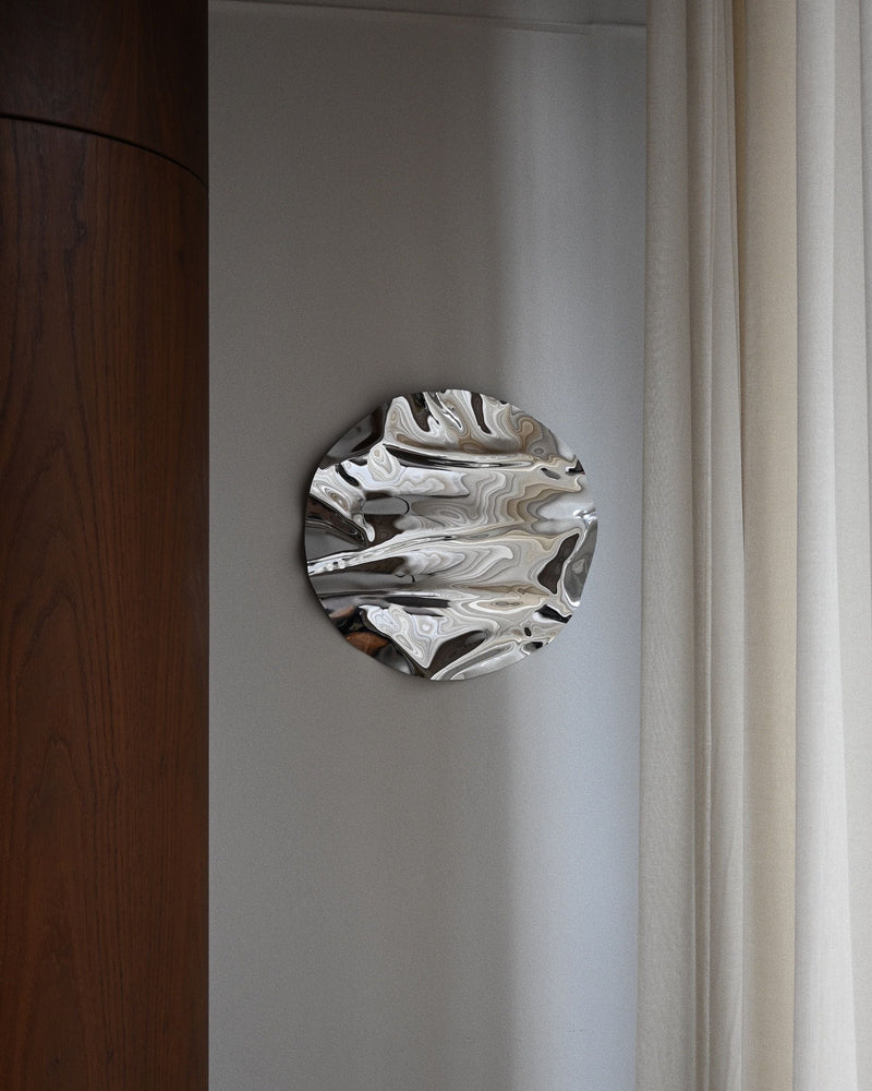 Round Psychedelic Mirror - Small by Caia Leifsdotter | The Oblist — reflective metal surface, modern design
