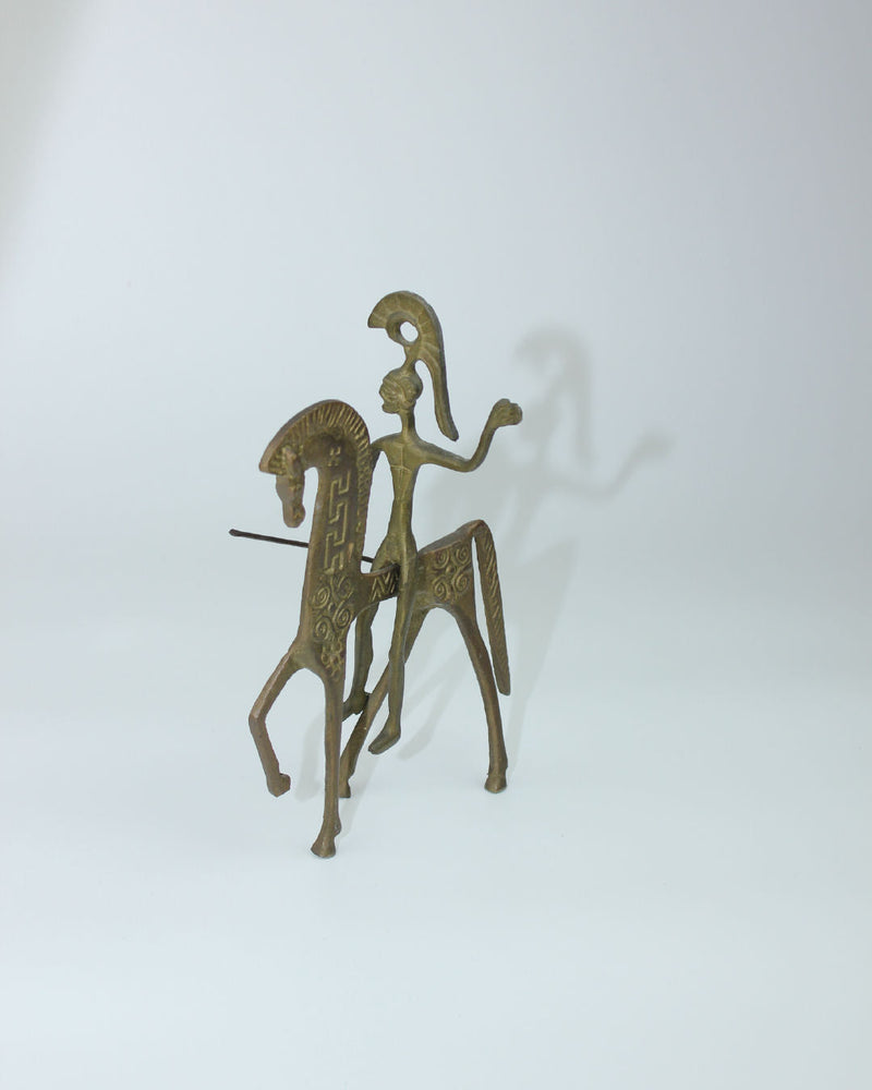 Brass Sculpture Mid-20th Century — close-up of rider on horse
