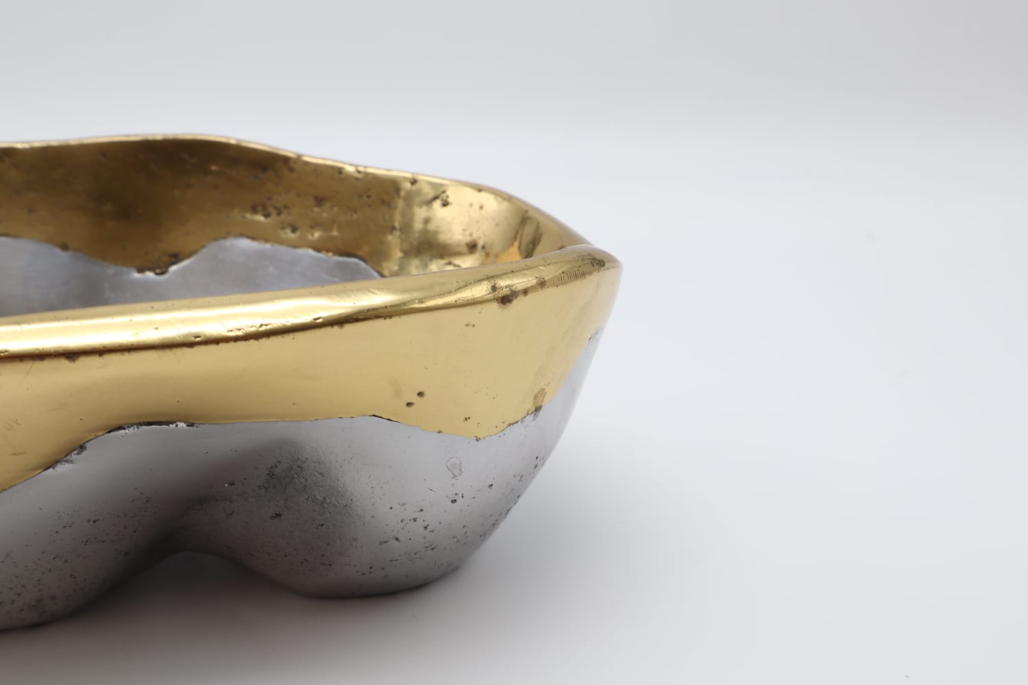 Brutalist Aluminum & Brass Vide-Poche by David Marshall (Spain, 1970s/1980s) — lifestyle setting