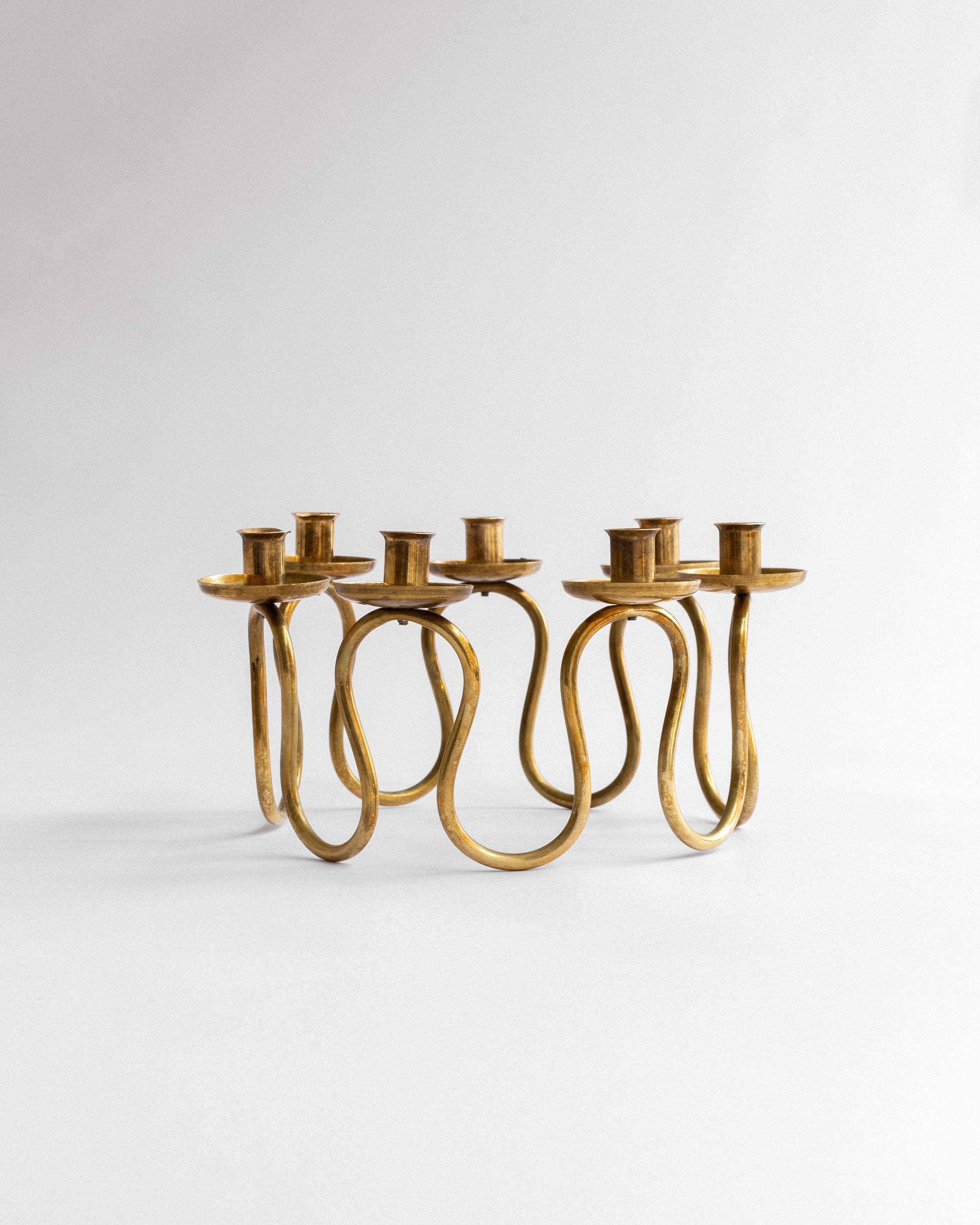 Scandinavian Modern Brass Candlebra by Lars Holmström, 1950s, Sweden by Spigel | The Oblist