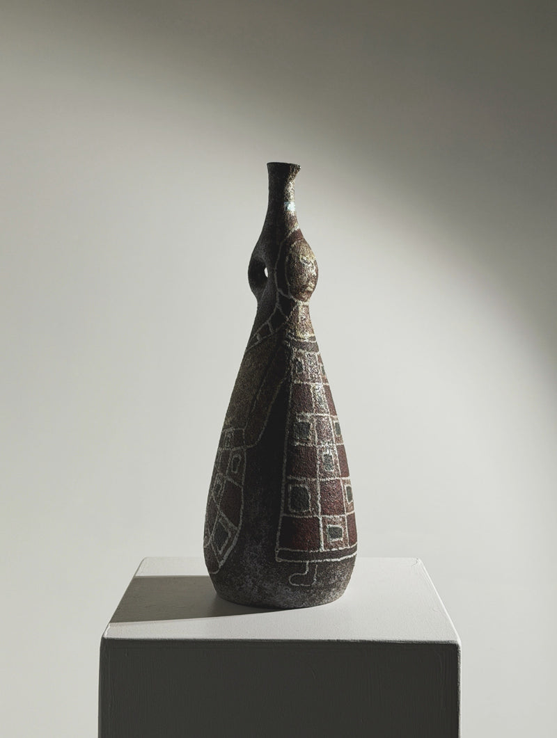 Rare bottle by the potters of Accolay, France, circa 1960 | The Oblist — handcrafted ceramic, earthy tones