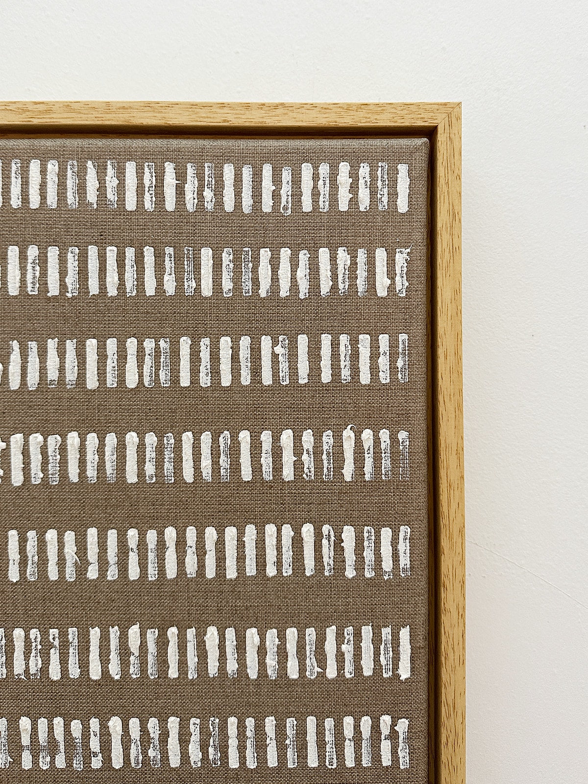Warm White - Reversed Turf' Painting — side angle showing textured canvas and wooden frame