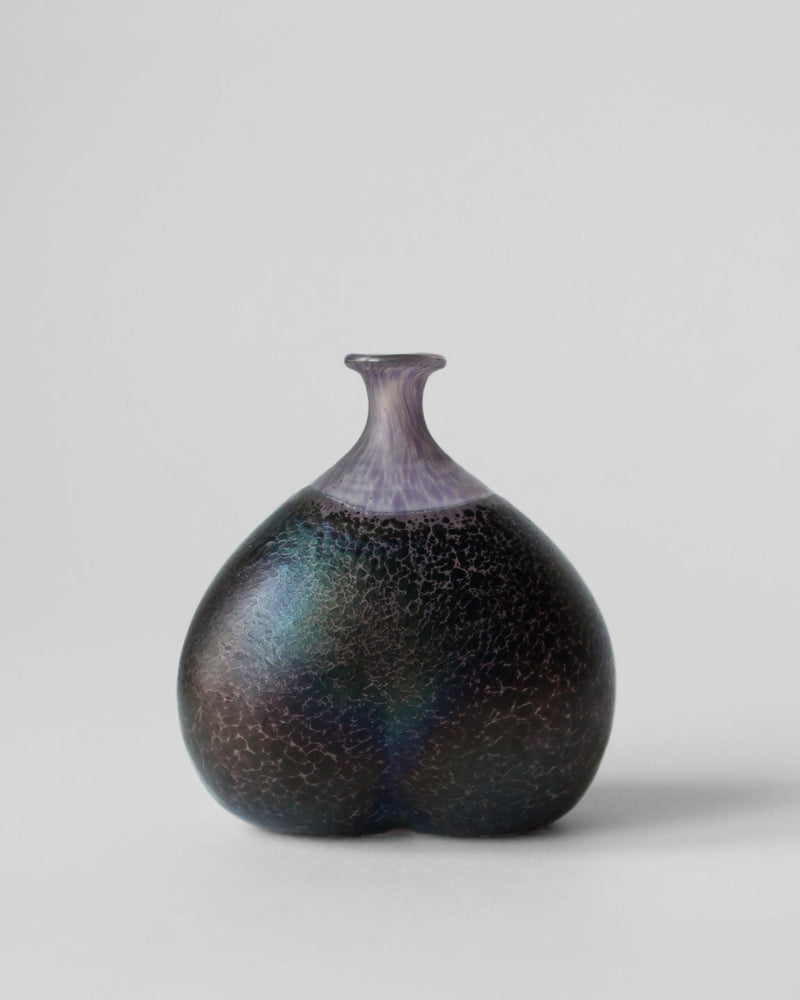 Bertil Vallien Volcano art glass vase purple neck dark iridescent body