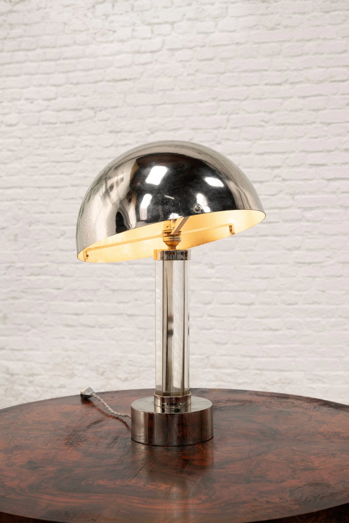 French Modernist Nickel-Plated Table Lamp | The Oblist