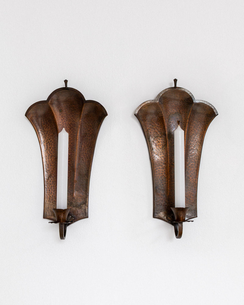 Pair of Swedish Art Deco Copper Wall Sconces, 1930s by Spigel | The Oblist — handcrafted copper finish
