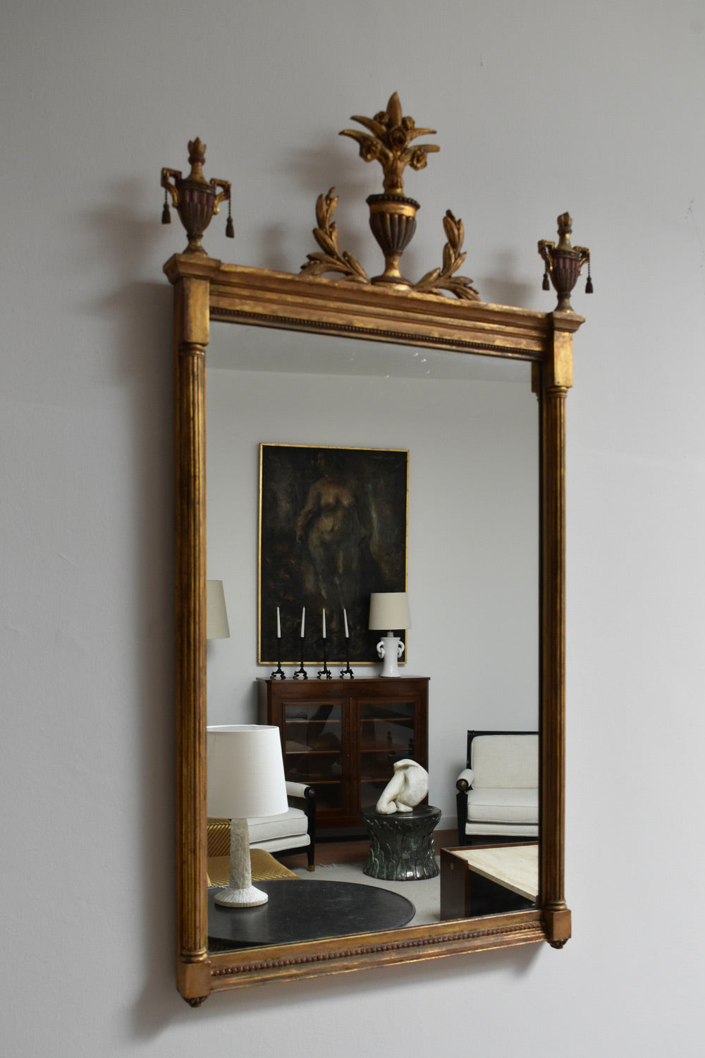 Directoire Style Gilded Wooden Mirror, 1910s — close-up of ornate gilded frame