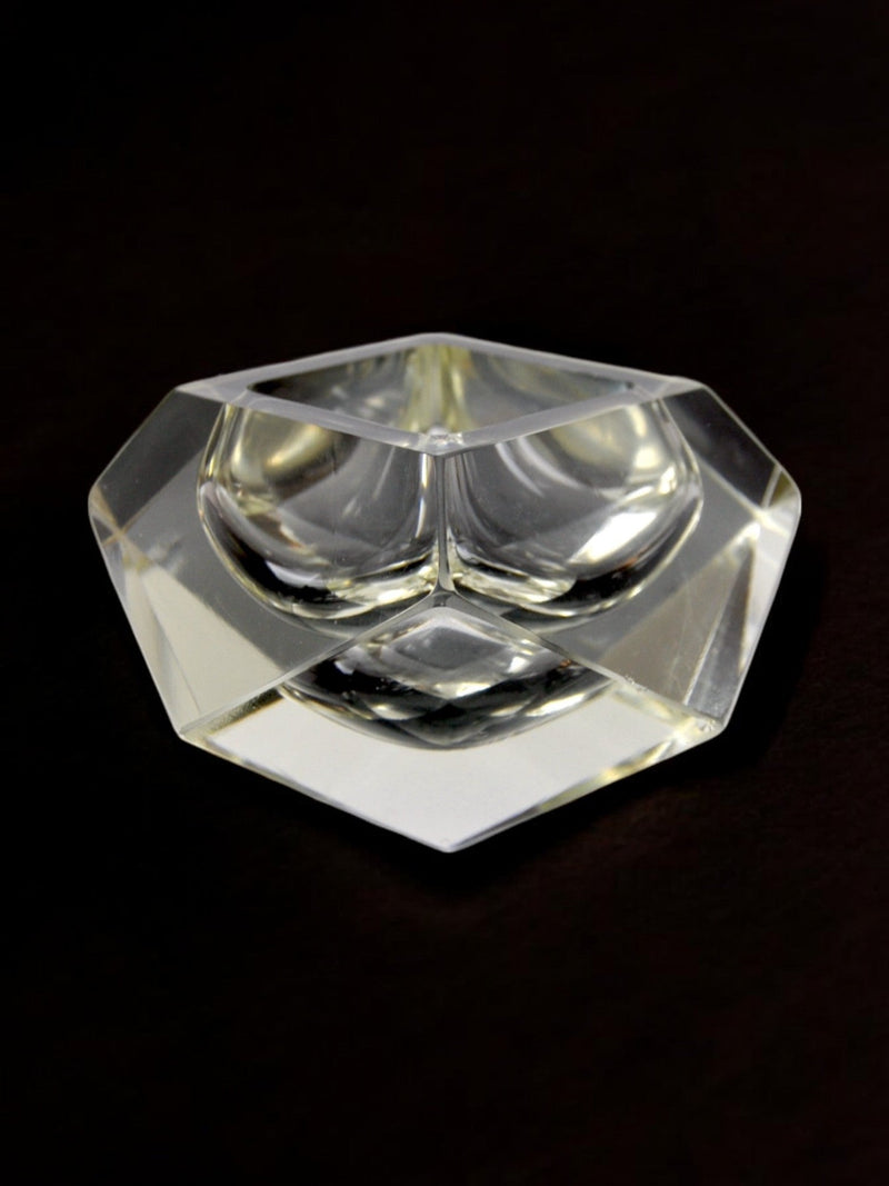 Flavio Poli Ashtray for Seguso, Murano, italy, 1960s — close-up of clear glass detail