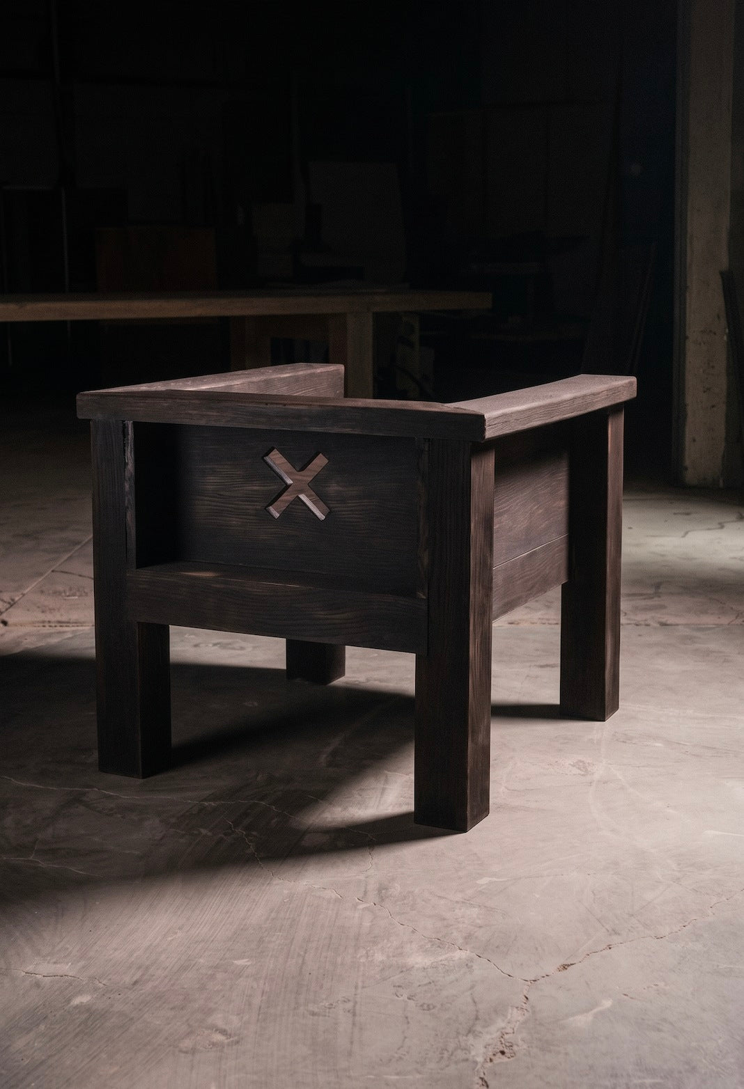 Tephra Lounge Chair in Leather and Oak — side angle