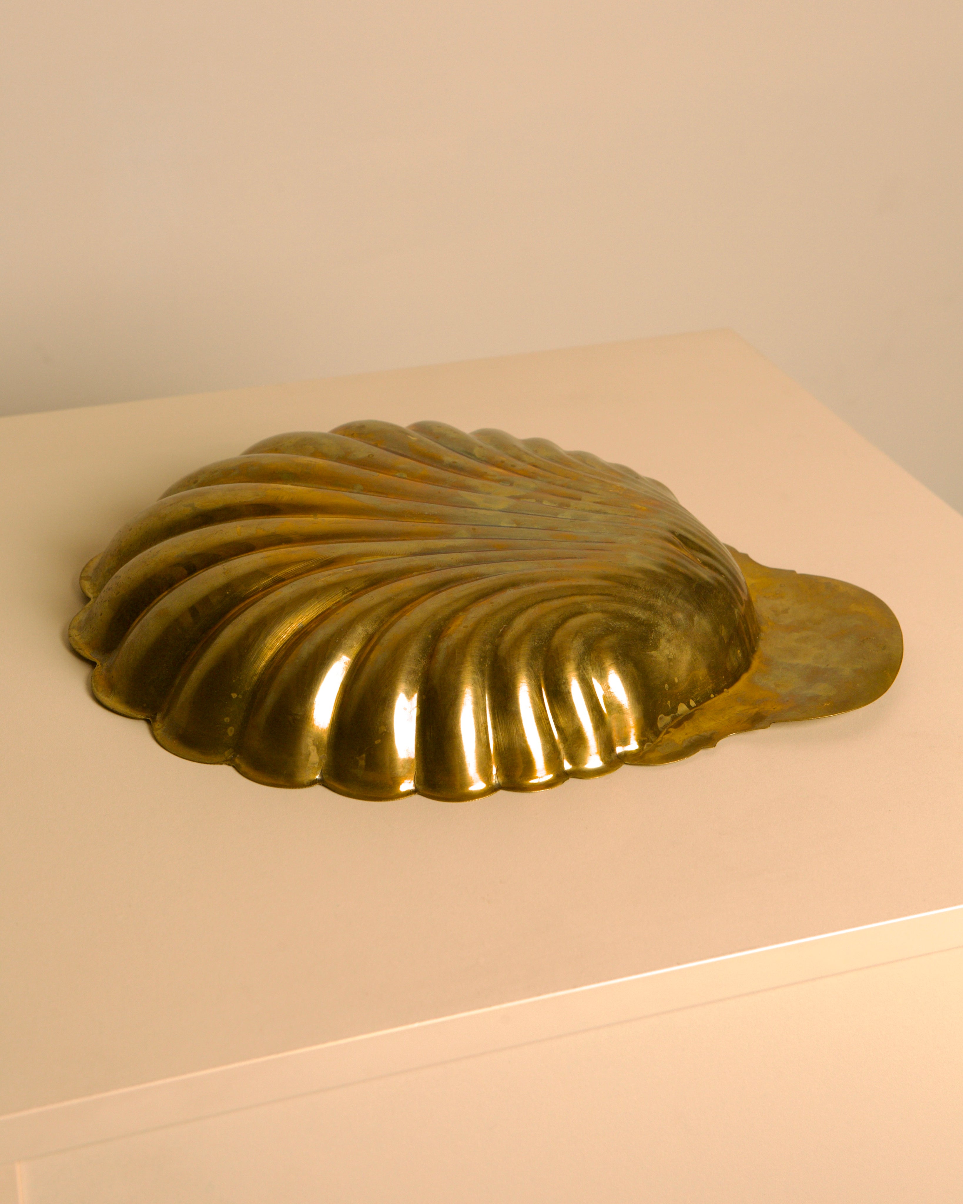 Large Brass Scallop Shell Catchall, Italy, 1960s — alternate view