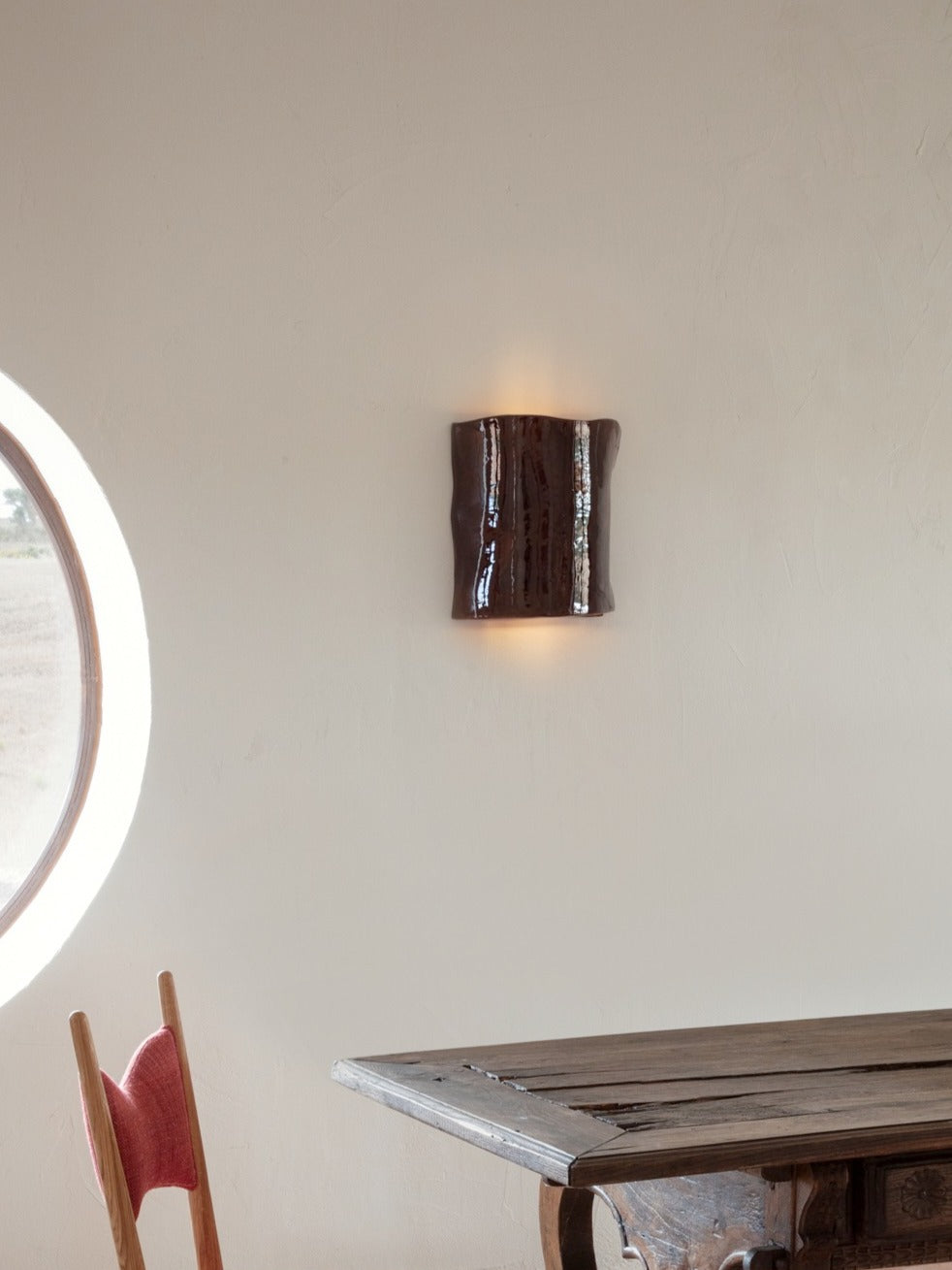 Papel Wall Light by Project 213A | The Oblist — handcrafted ceramic, dark brown