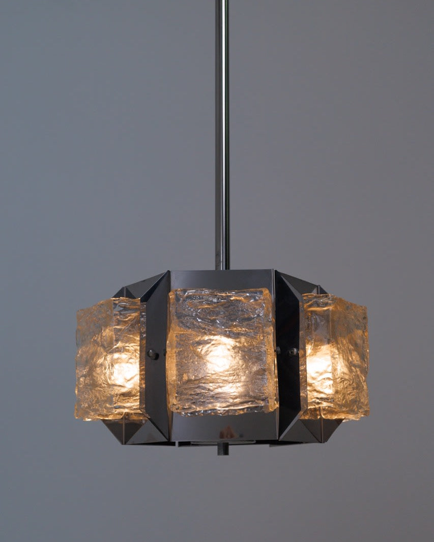 Vintage Chrome & Murano Glass Ceiling Light, Mazzega, Italy 1970s by Urban Vintage | The Oblist