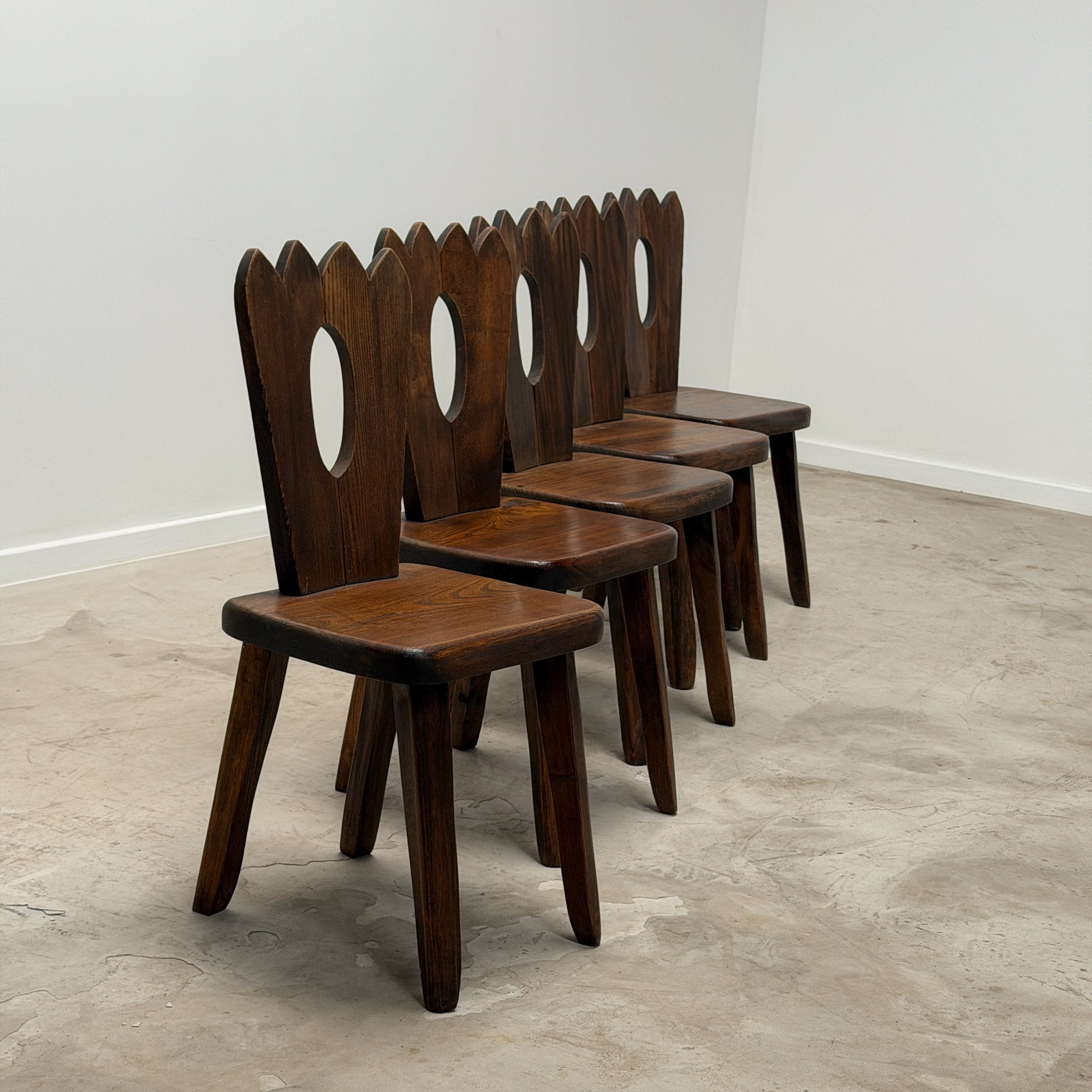 Set of Five Aranjou Elm Chairs — side angle