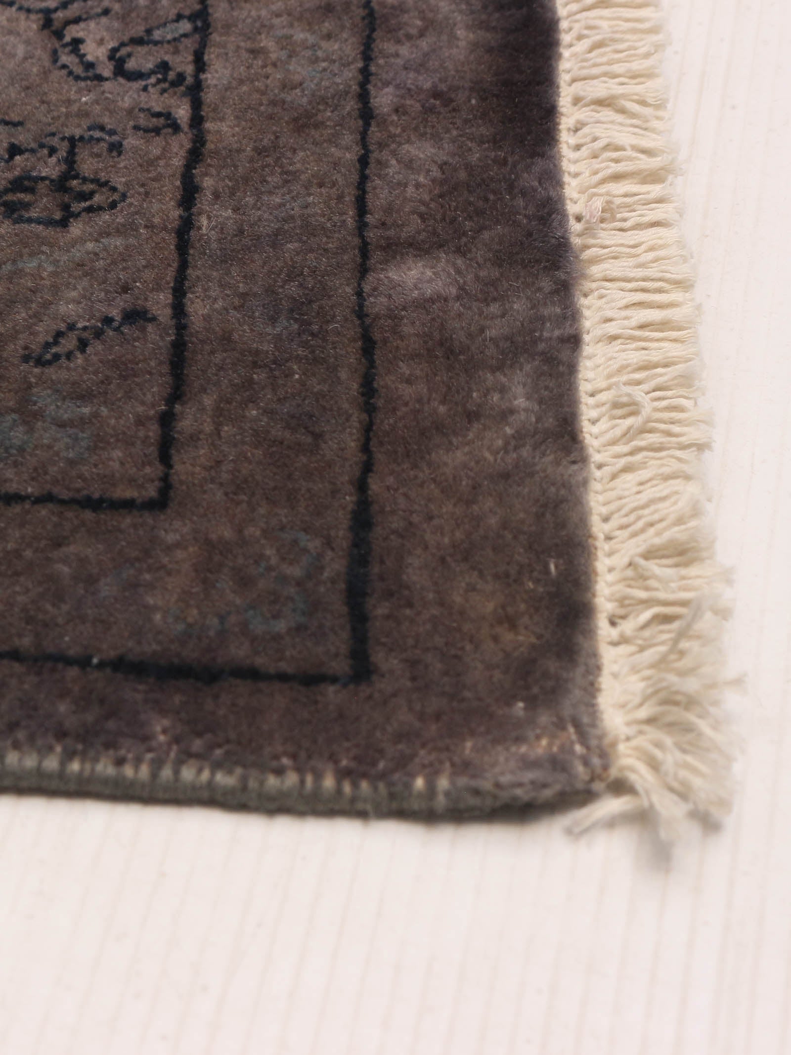 overdyed rug in mulberry 241 x 307 cm — side angle