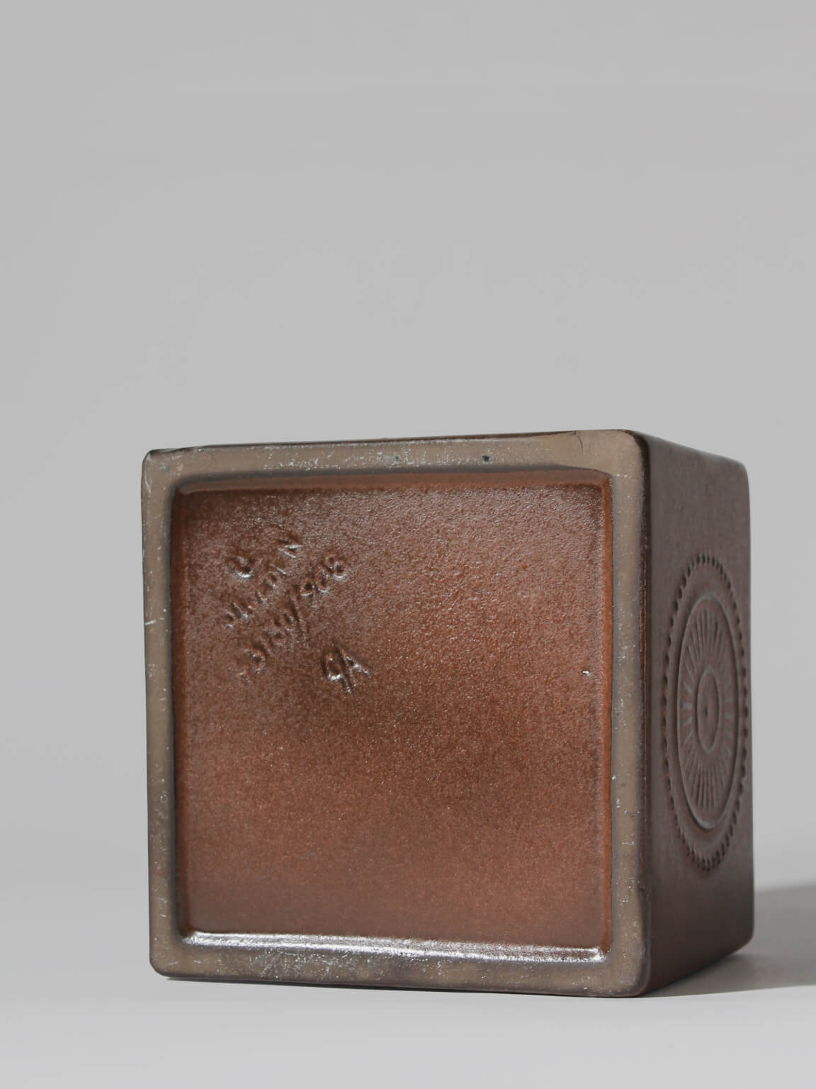 Göran Andersson Brown Ceramic Vase, 1960s, Sweden — top view showing textured brown surface