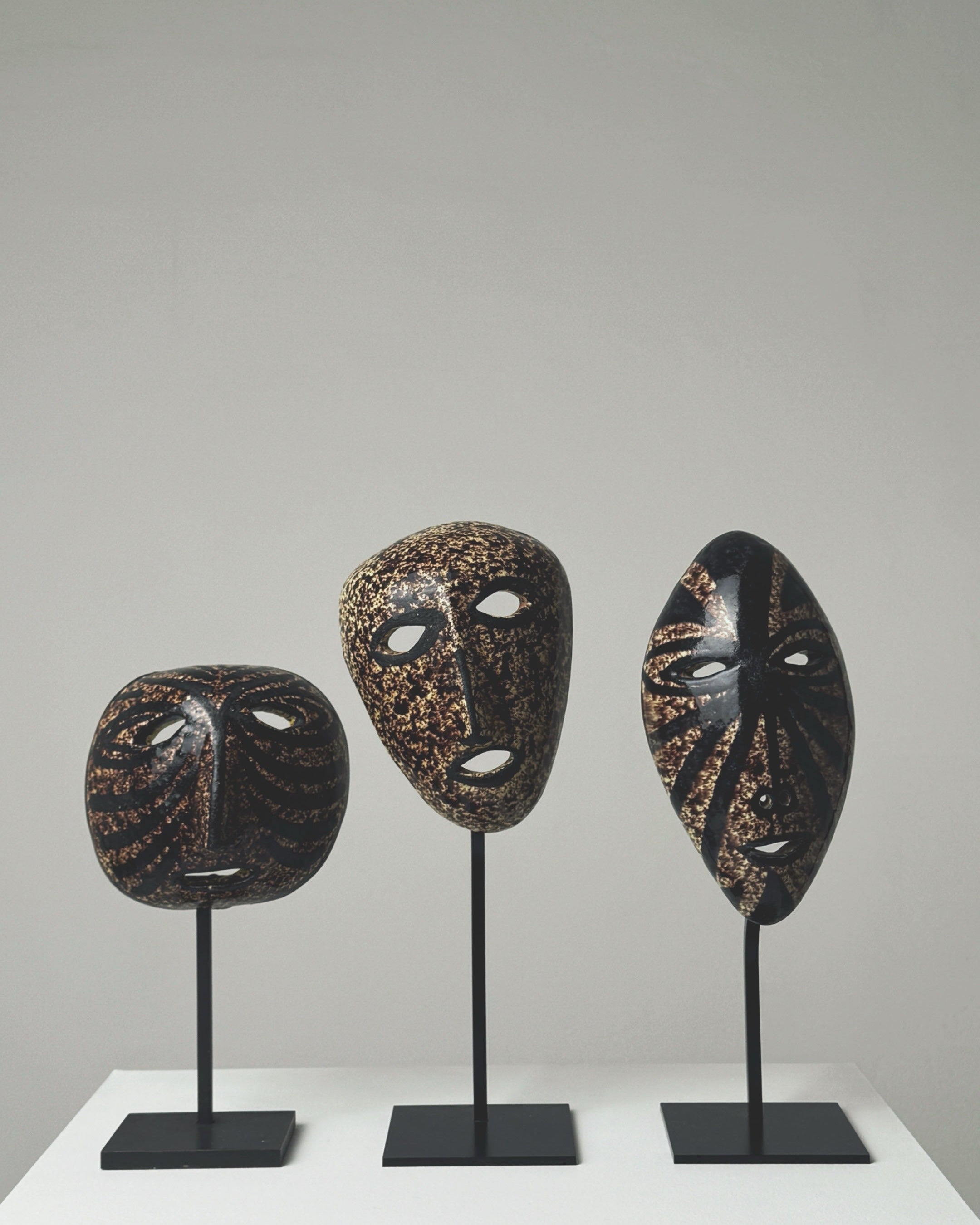 Set of 3 Ceramic Masks by the Accolay Potters