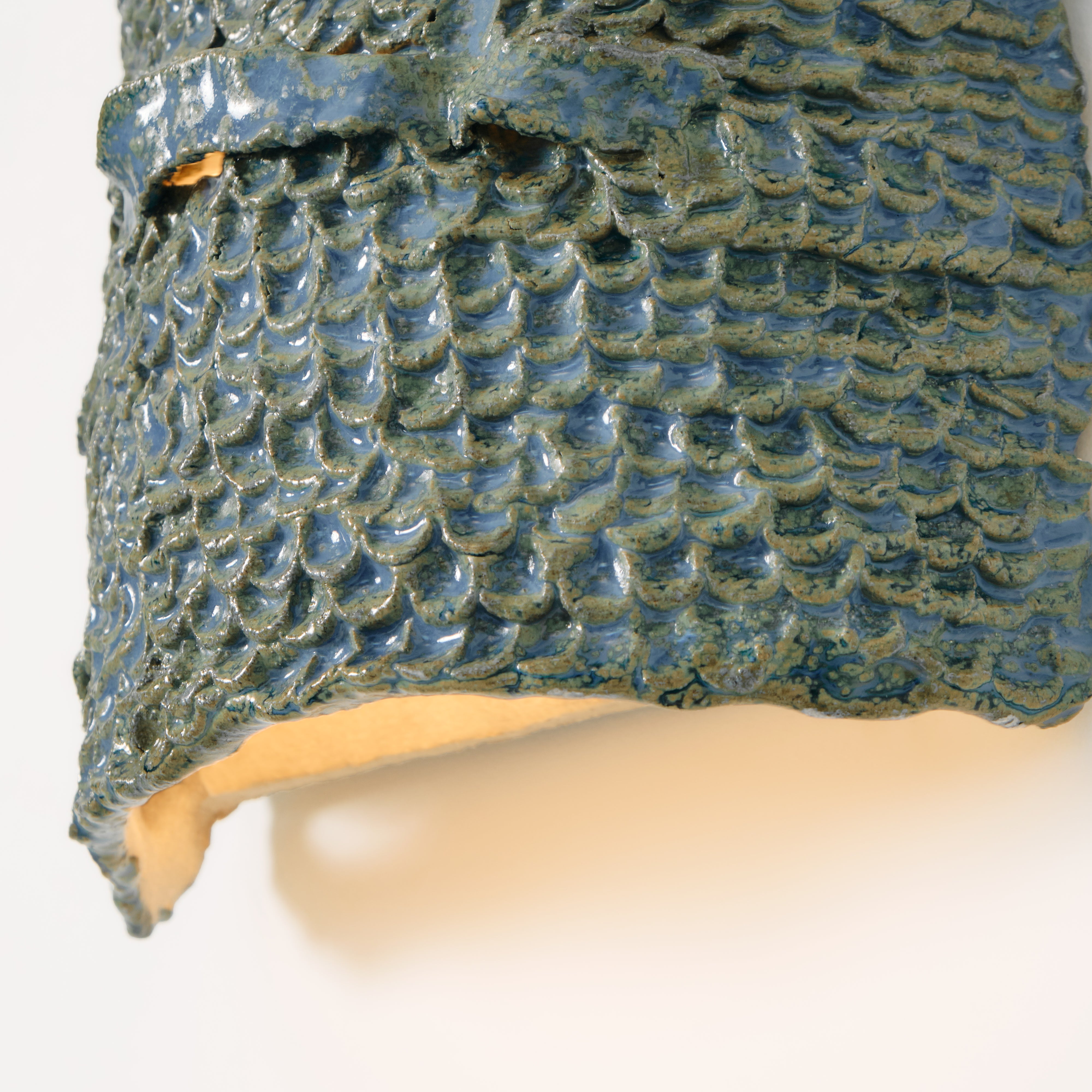 Casa Wall Light No3 — close-up of textured green ceramic surface