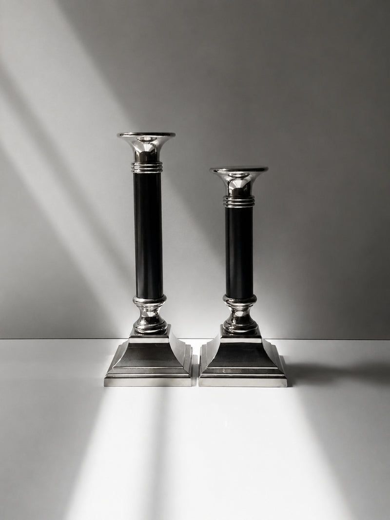 Silver plated classical candleholders by Dodo Vintage | The Oblist
