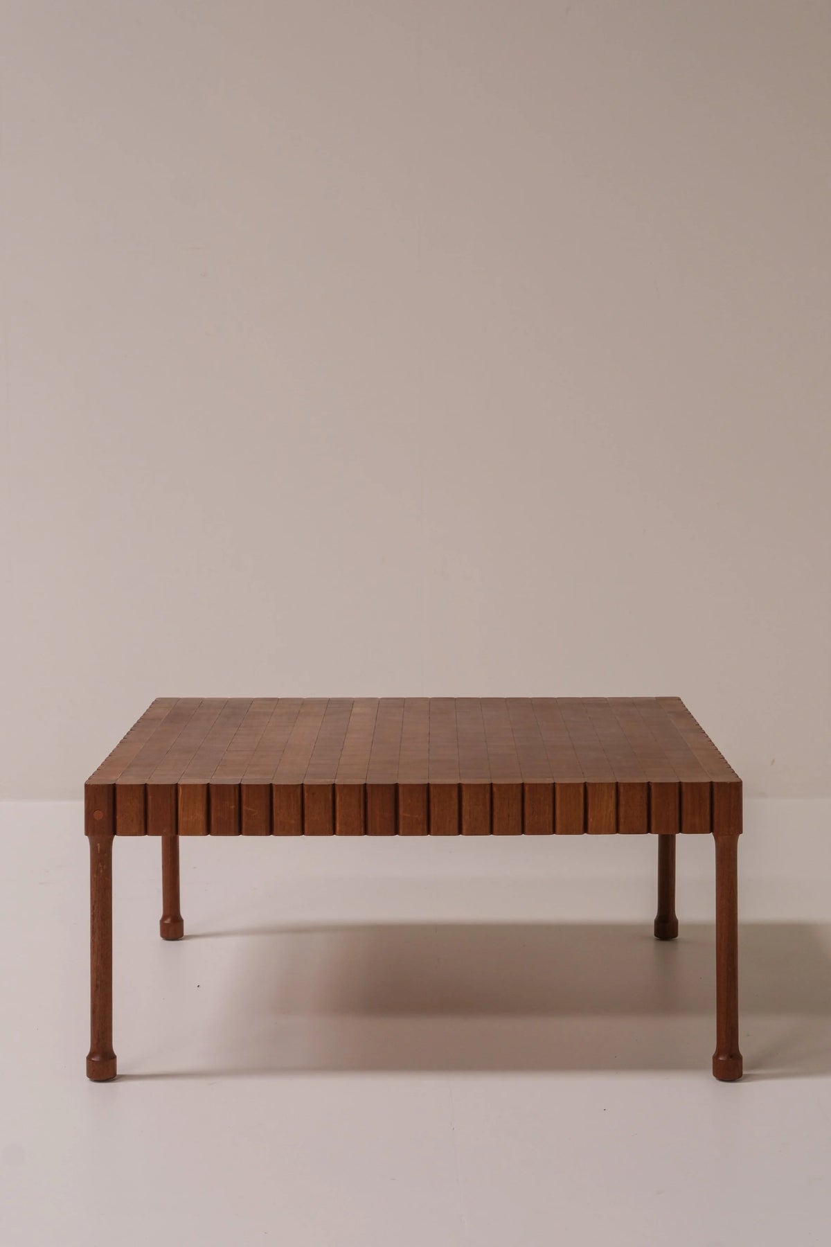 Unique Solid Wood Coffee Table, circa 1960s–1970s — lifestyle setting