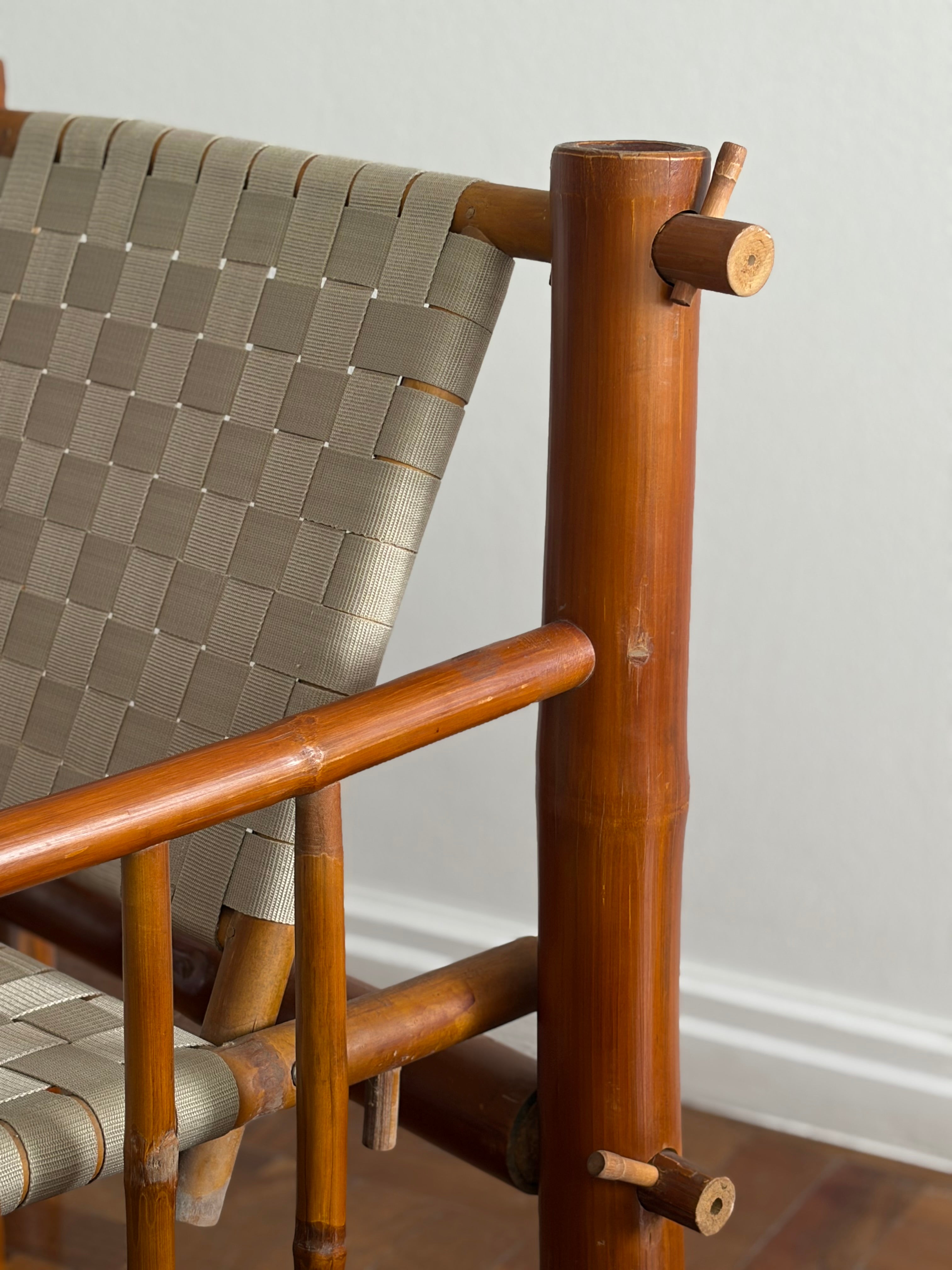 One-of-a-Kind Artist-Built Brutalist Bamboo Armchair, 1970s — side angle