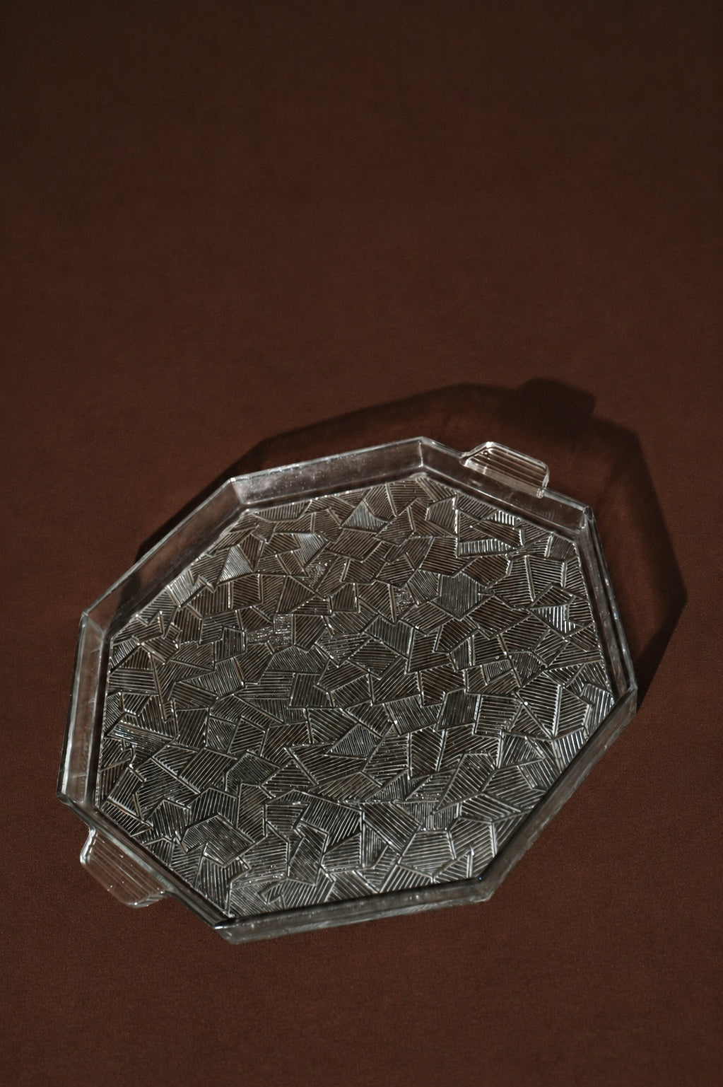 Art Deco Octagonal Pressed Glass Tray by Truffe Studio | The Oblist