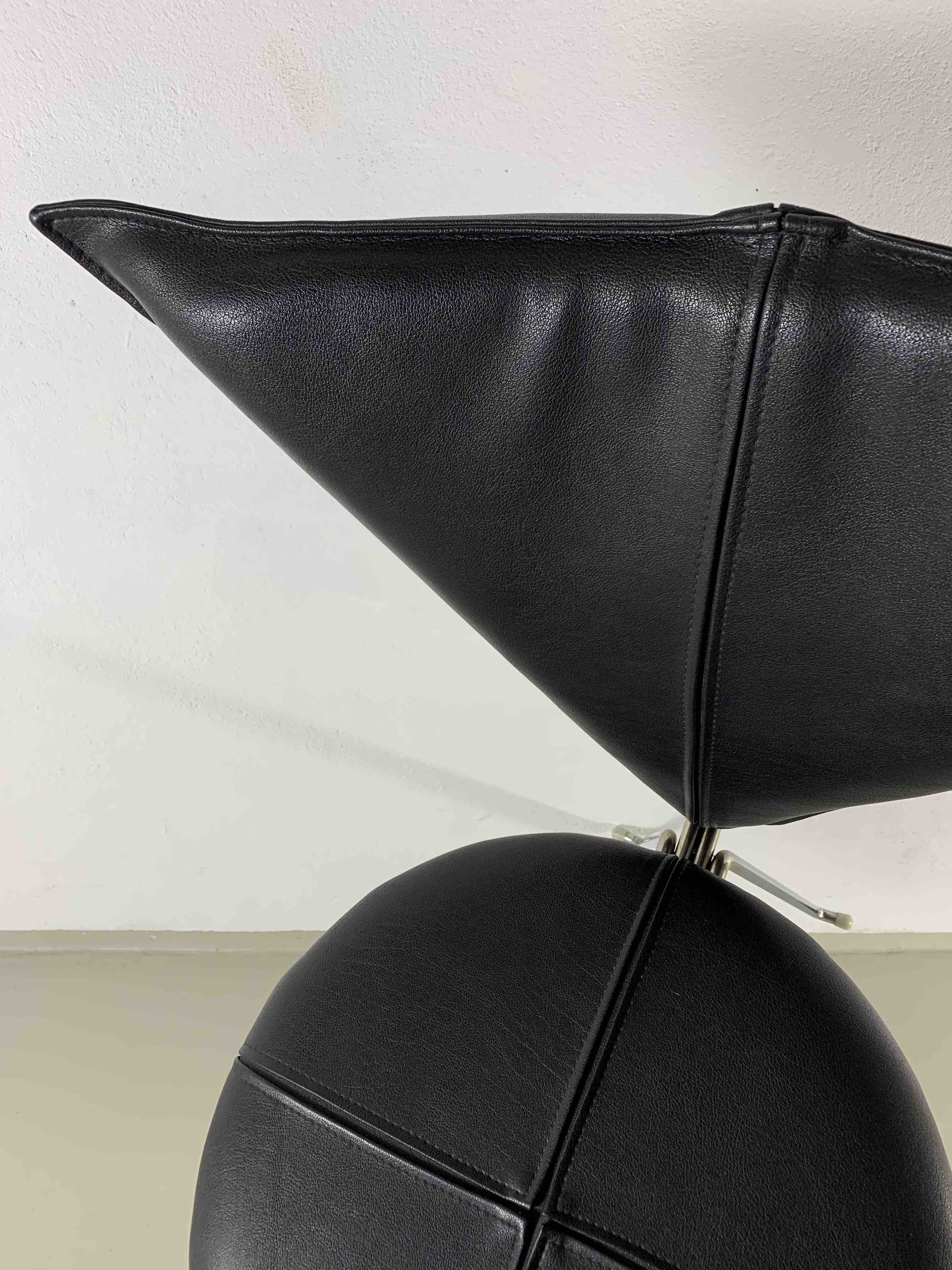 6 Black Leatherette Metal Chairs from Lubke | Germany | 1990s