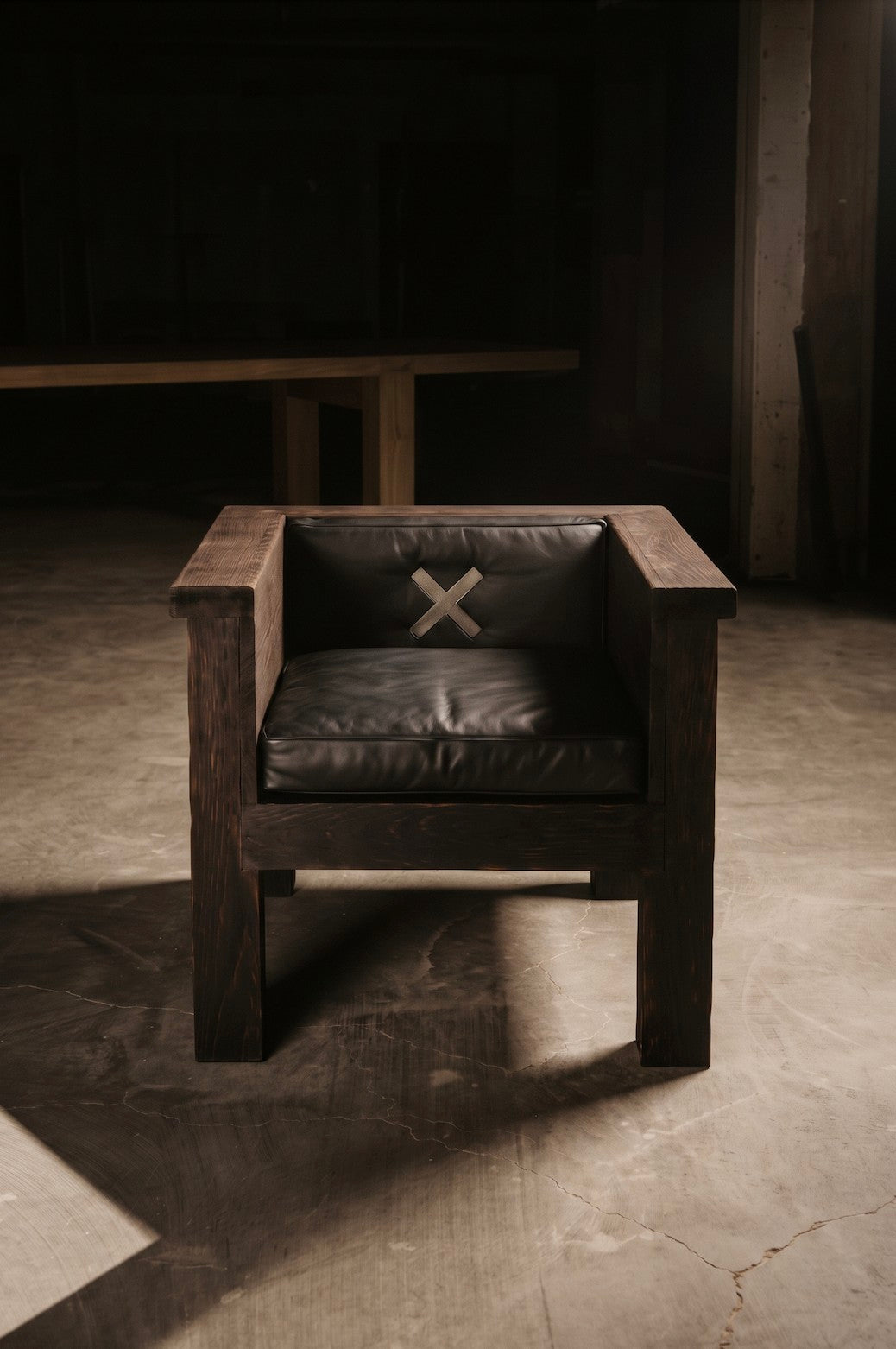 Tephra Lounge Chair in Leather and Oak — detail view
