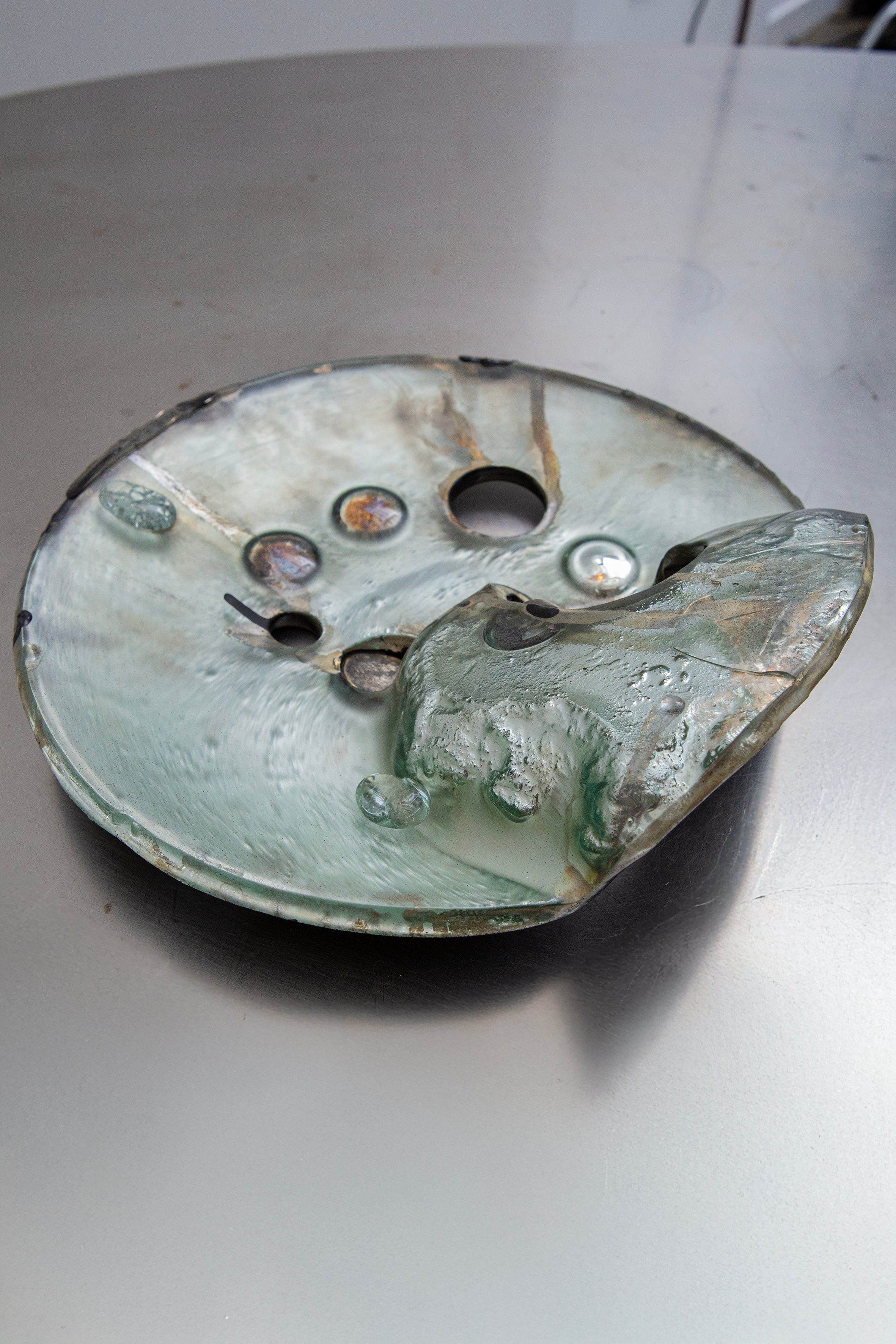 ‘Lunar Fantasies’ Sculptural Glass Centrepiece Diptych — close-up