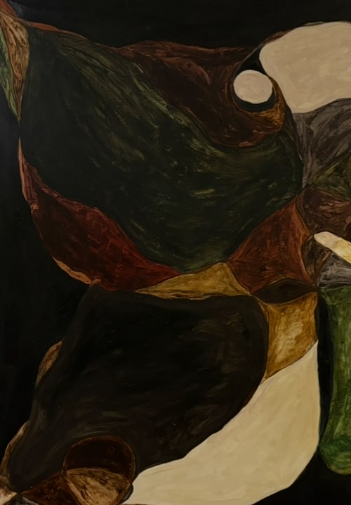 dovmark #2 — close-up of abstract painted surface in dark colors