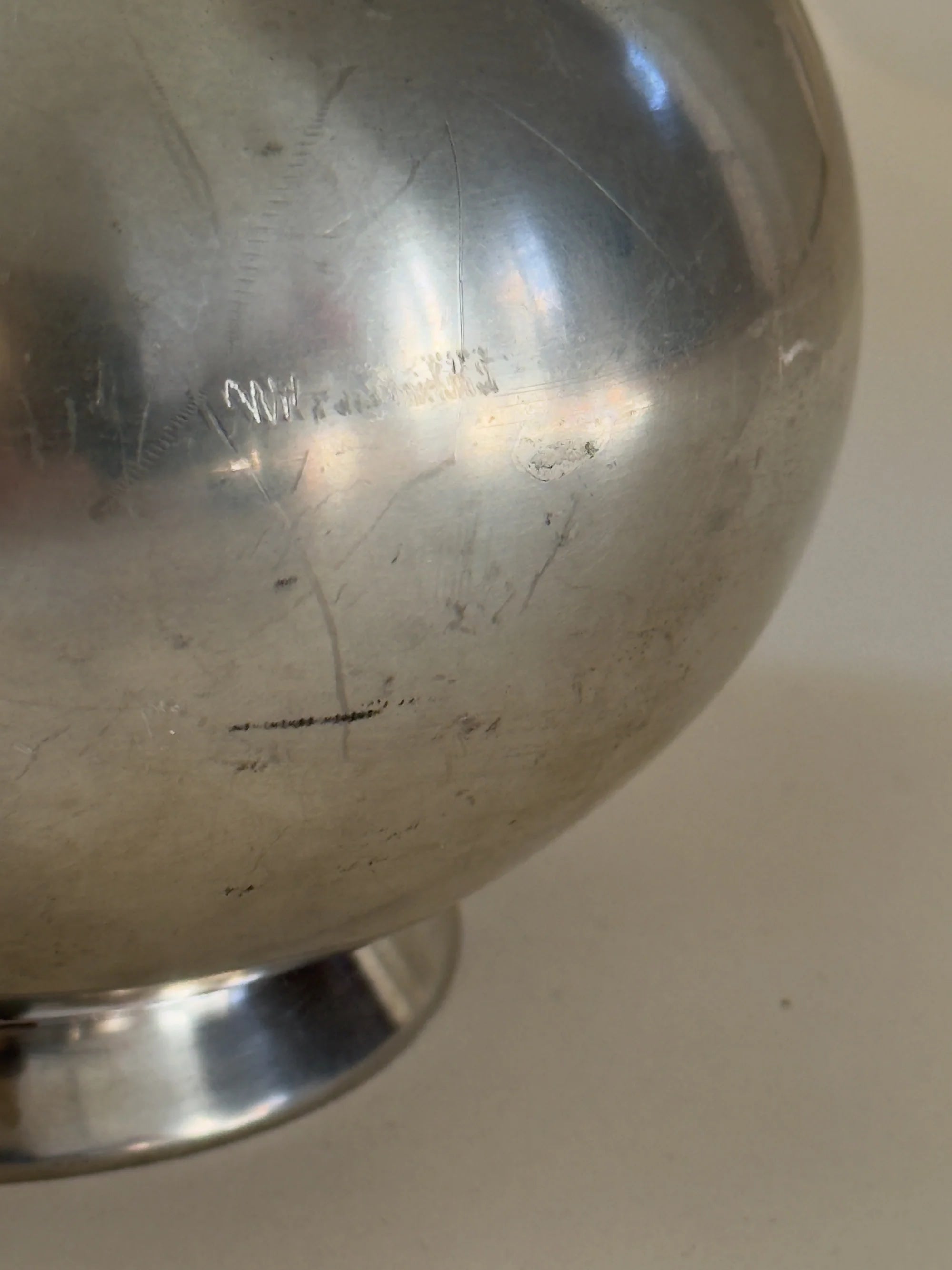 Pewter Vase by Ernst Svedbom, 1955 — close-up of polished surface detail