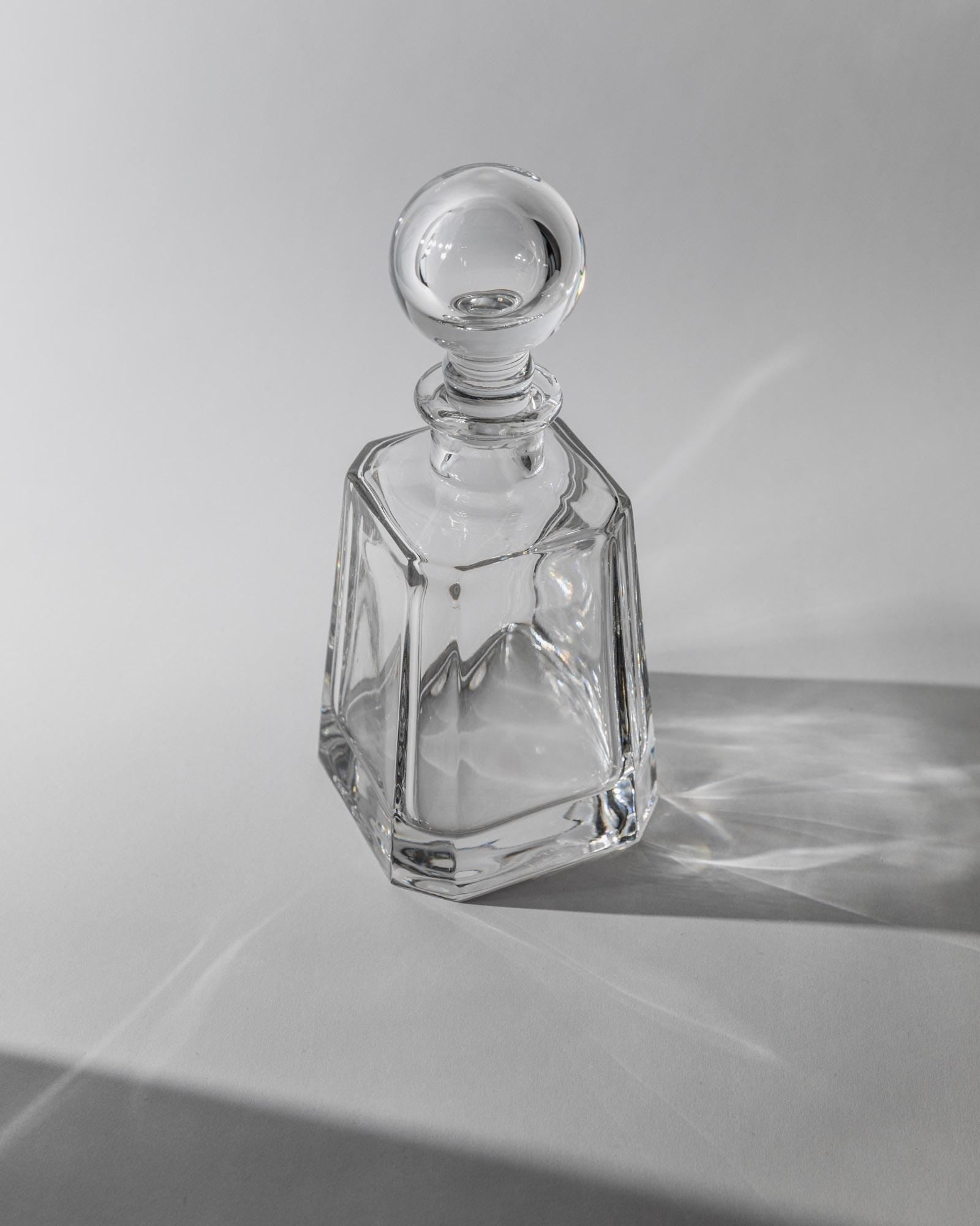 1990s Murano Glass Decanter — angled view highlighting clear glass texture