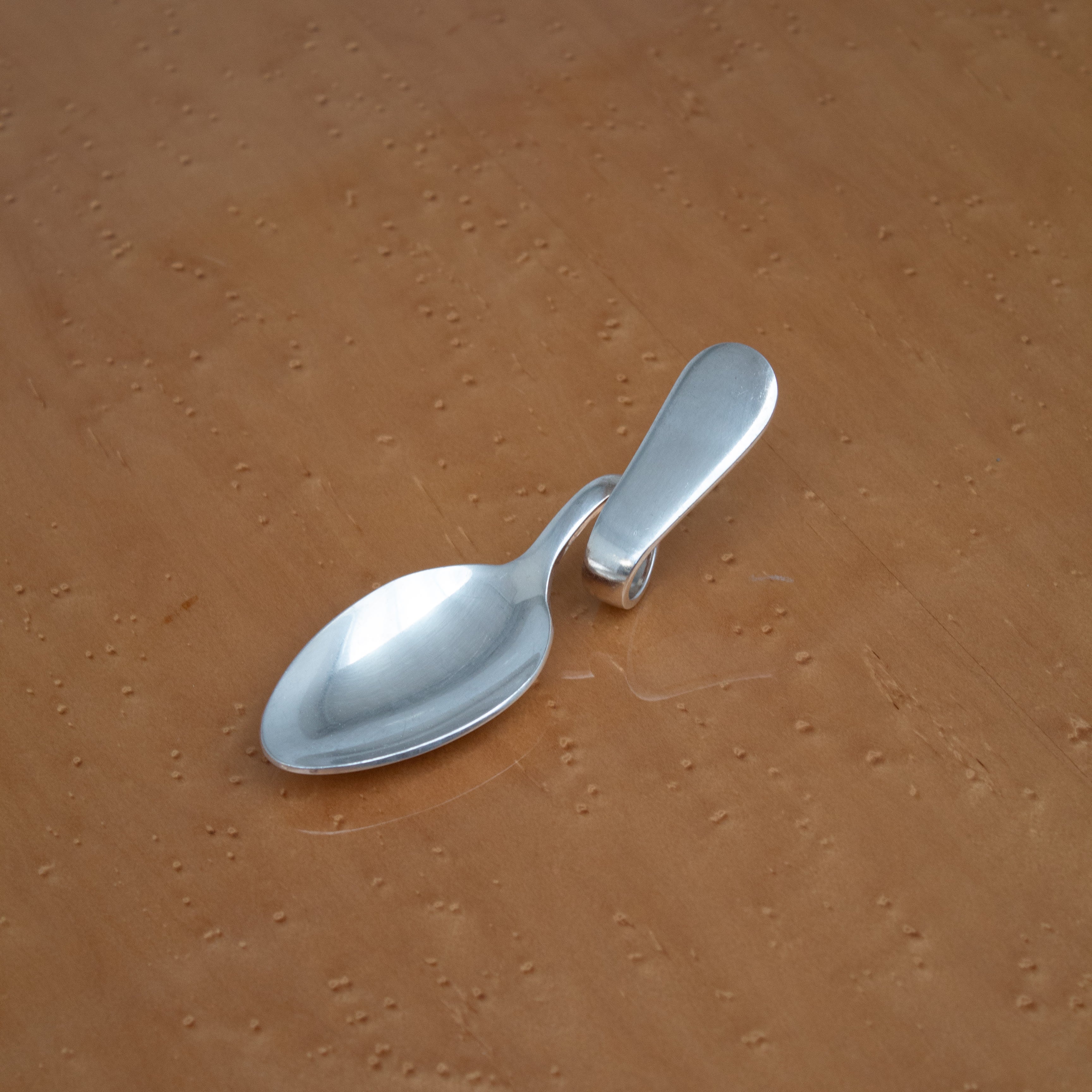 Set of 12 Tasting Spoons by Broggi Milano — close-up of polished stainless steel spoon