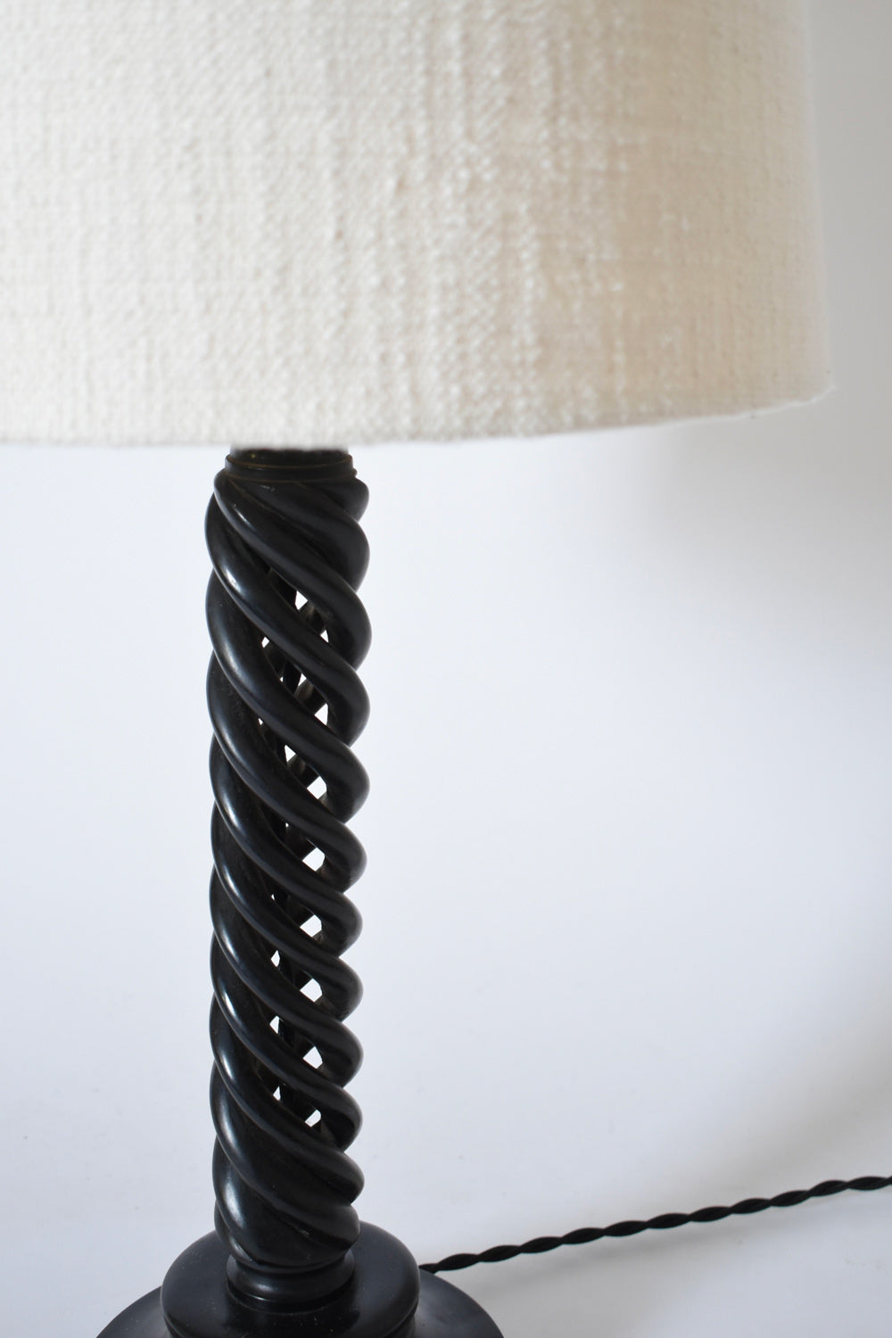 Turned ebonised wooden lamp, 1960s — lifestyle setting