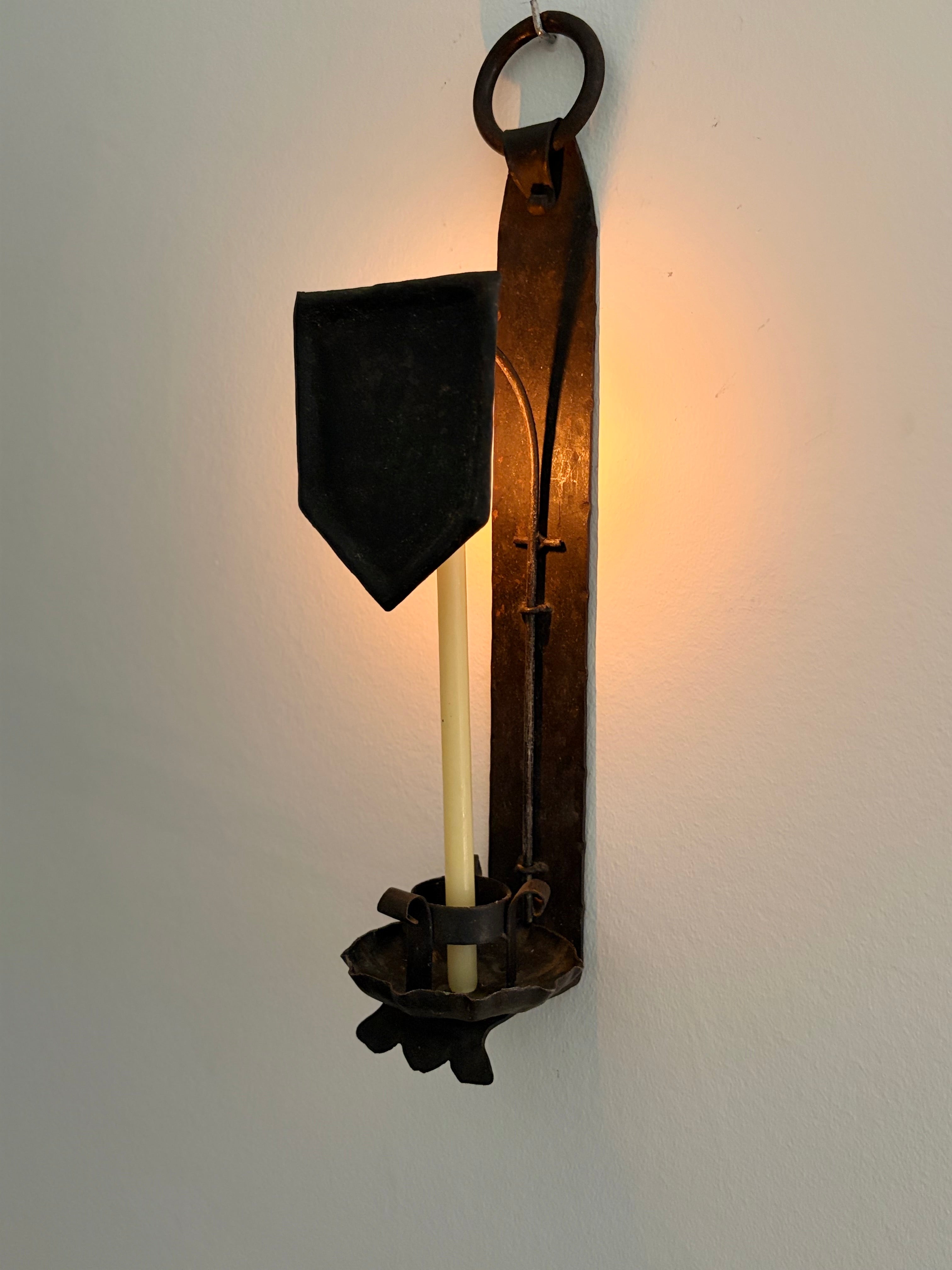 Pair of Hand-Forged Wall Candleholders, Trás-os-Montes, Portugal, c. 1900–1910 — alternate view