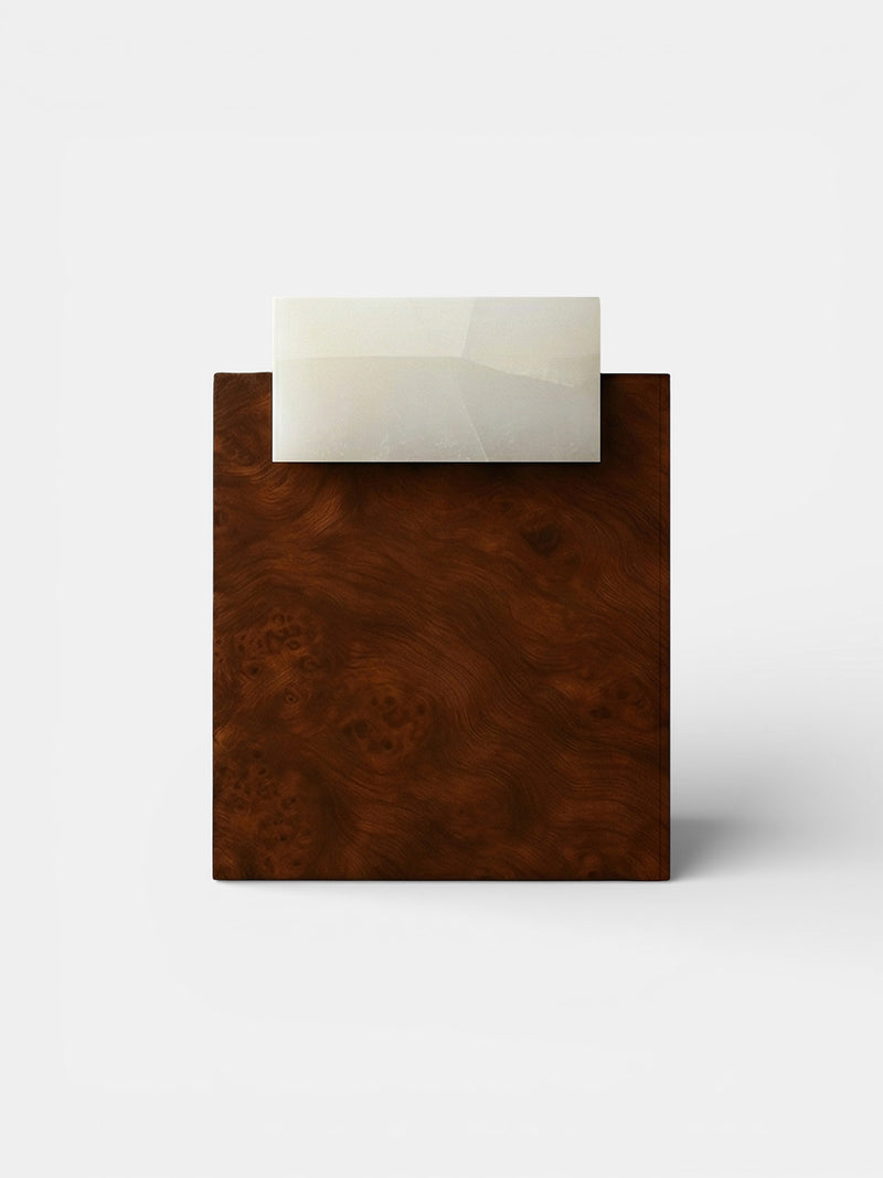 Gaia Burl Wood and White Onyx End Table by Marbera | The Oblist — handcrafted burl wood design