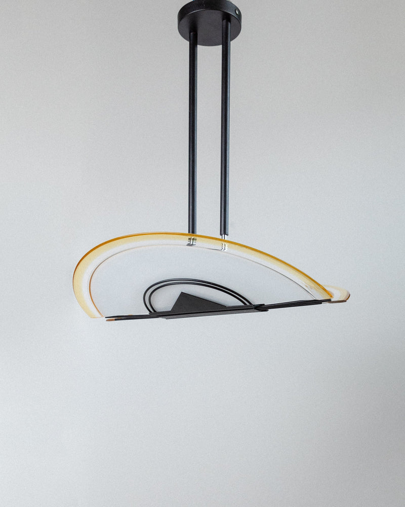 Murano Glass Ceiling Light, Italy 80s — close-up of curved glass shade