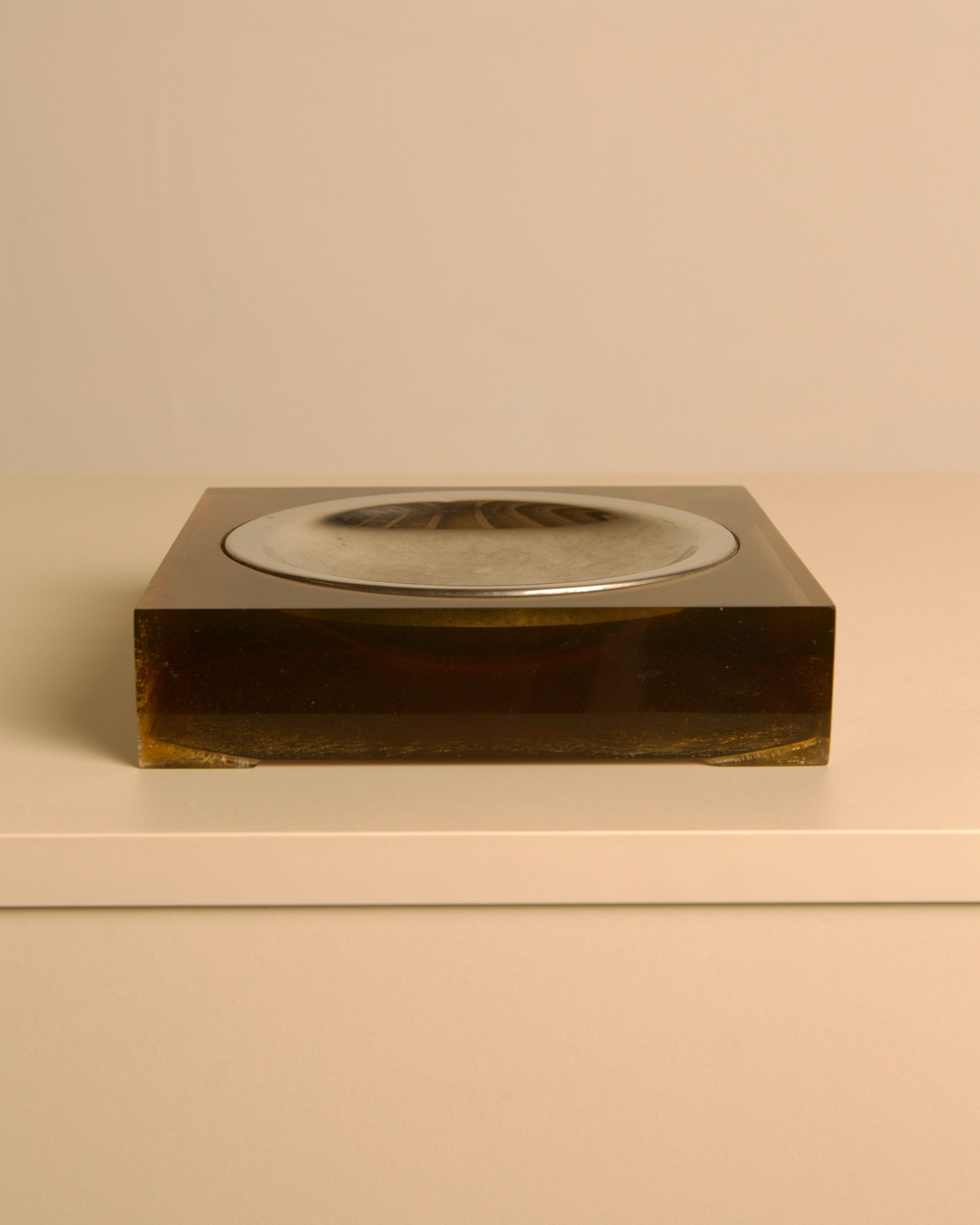 talian Square Metal and Resin Catchall Dish, 1960s — detail view