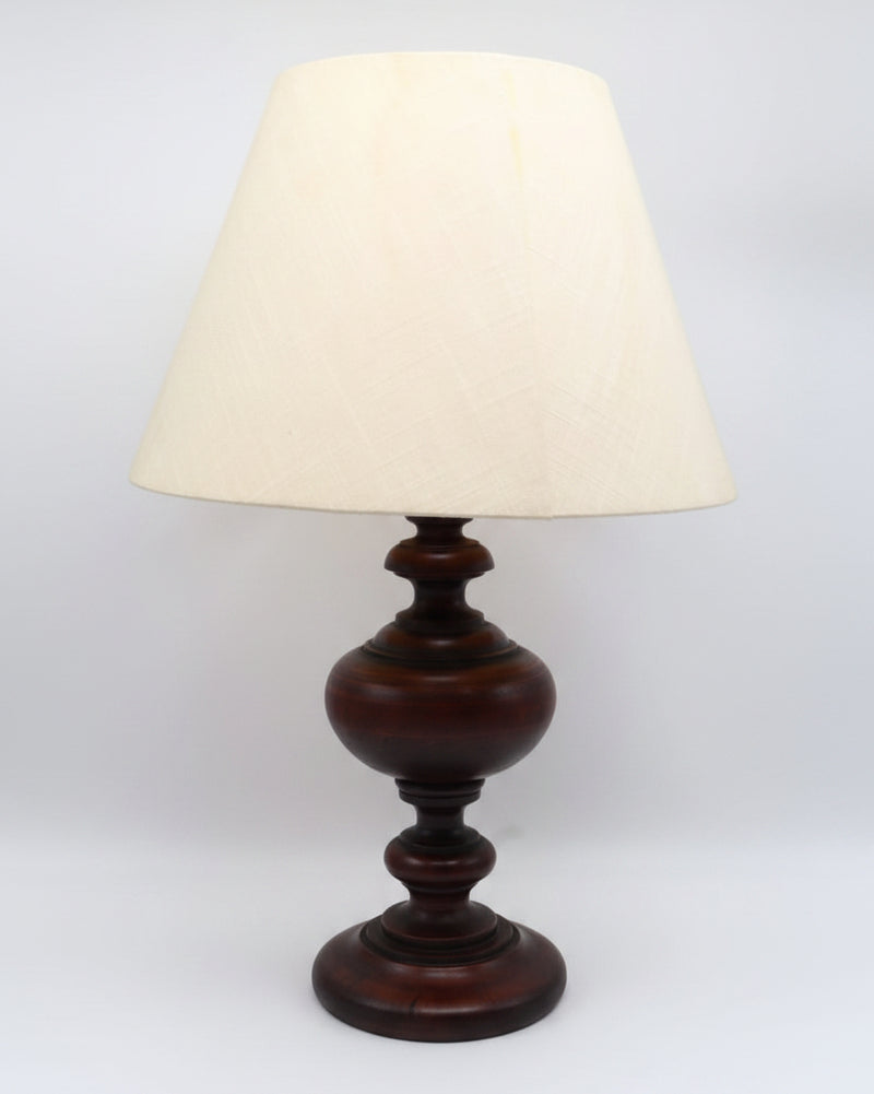 Mid-Century Turned Wood Table Lamp – Netherlands, ca. 1950–1960 — side angle