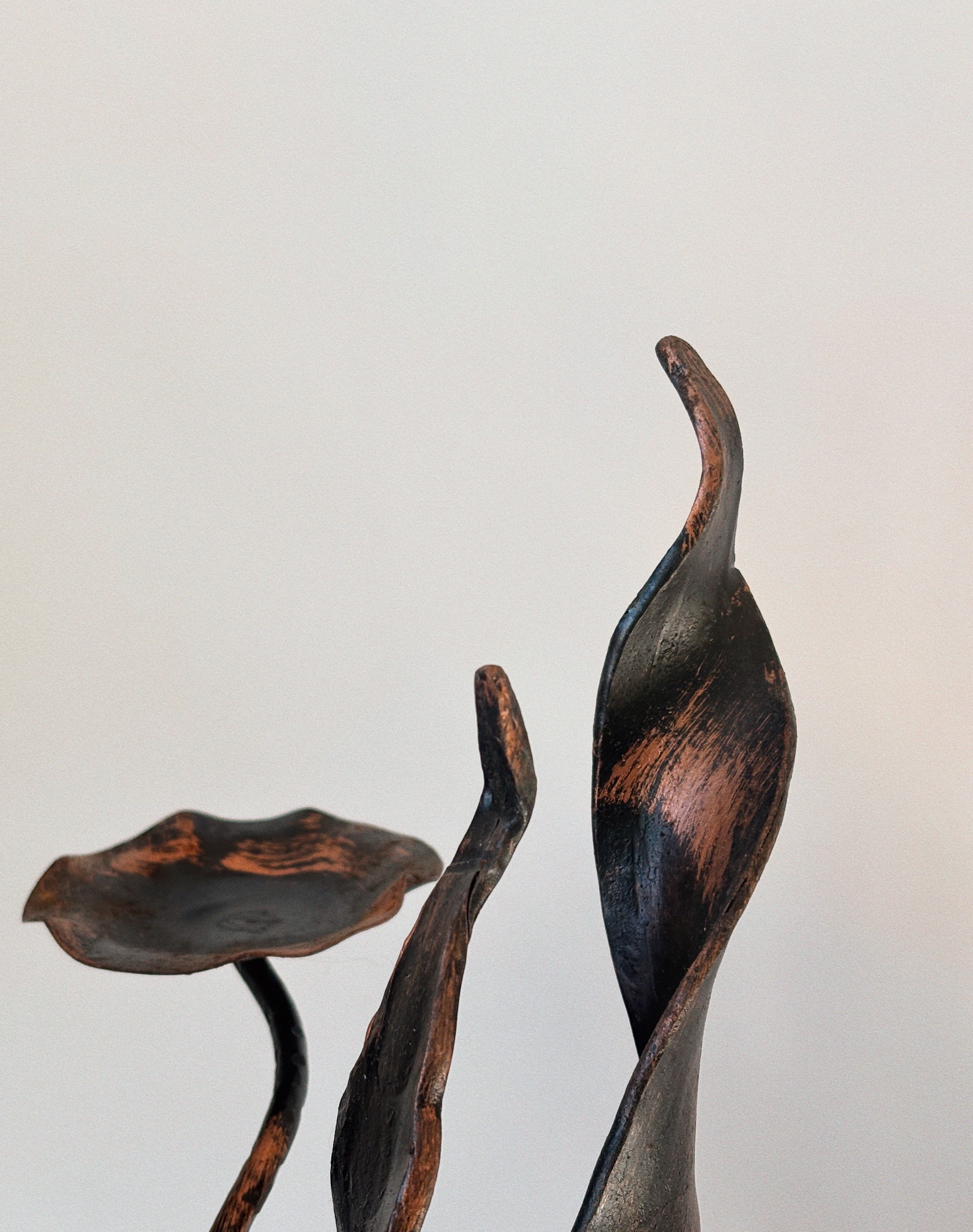 Folk Art Metal Tulip Candleholder, Poland — detail view