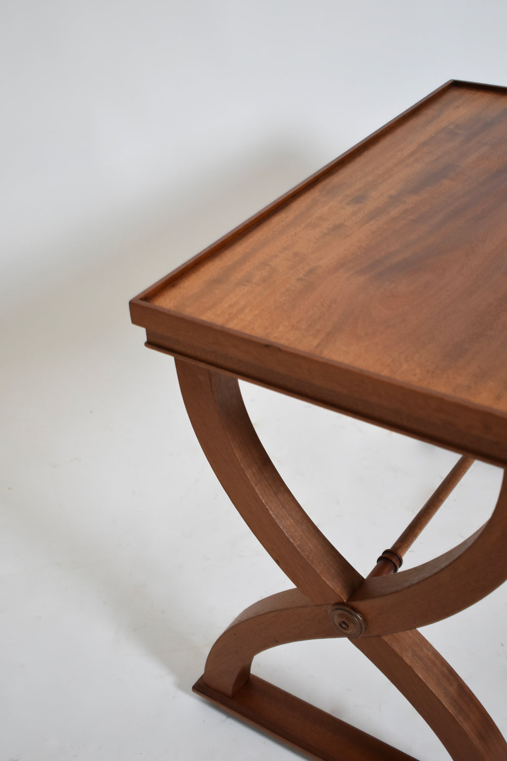 Curule neoclassical side table, 1940s — side angle