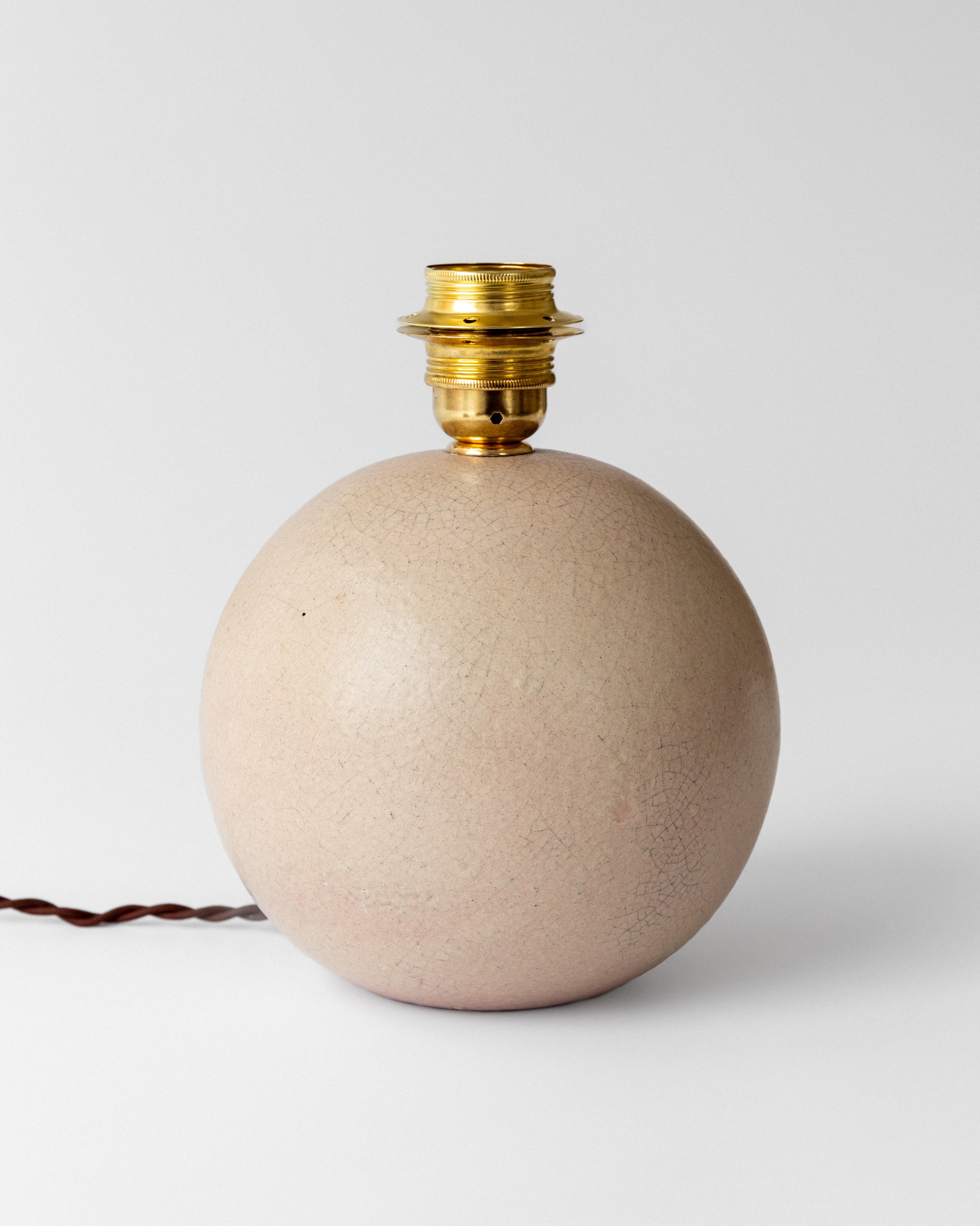 Spherical Modernist Ceramic Table Lamp, 1940s, Sweden — back view of textured ceramic body