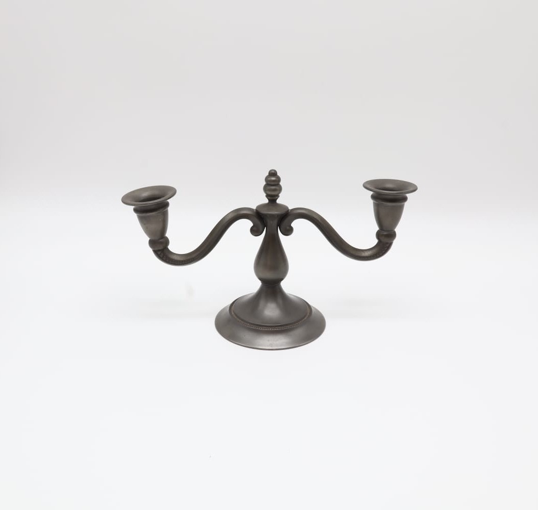 Mid-Century Pewter 3-Arm Candelabra by Royal Holland Daalderop – Netherlands (1950s–1960s) by Forma Finds